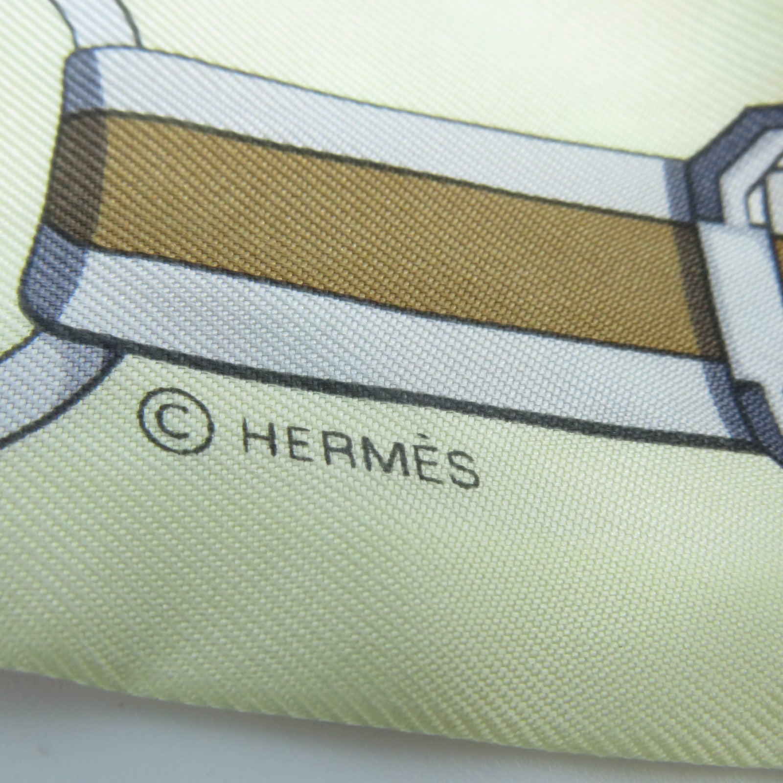 HERMES 絲質Twilly絲巾粉紅色/白色