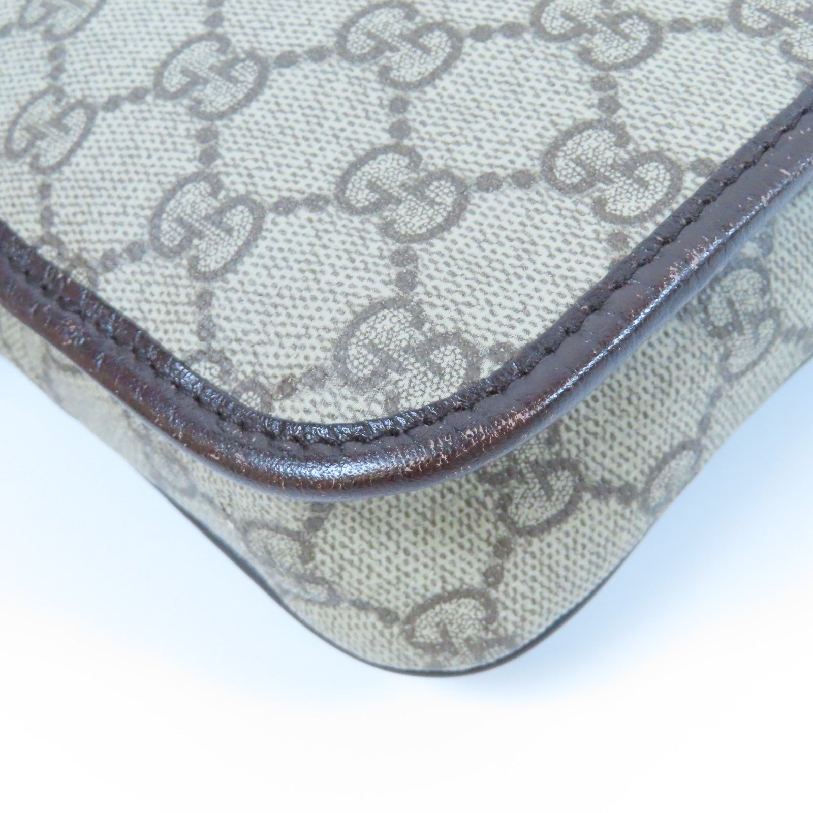 GUCCI 塗層帆布Shoulder Bag銀扣肩背袋啡色