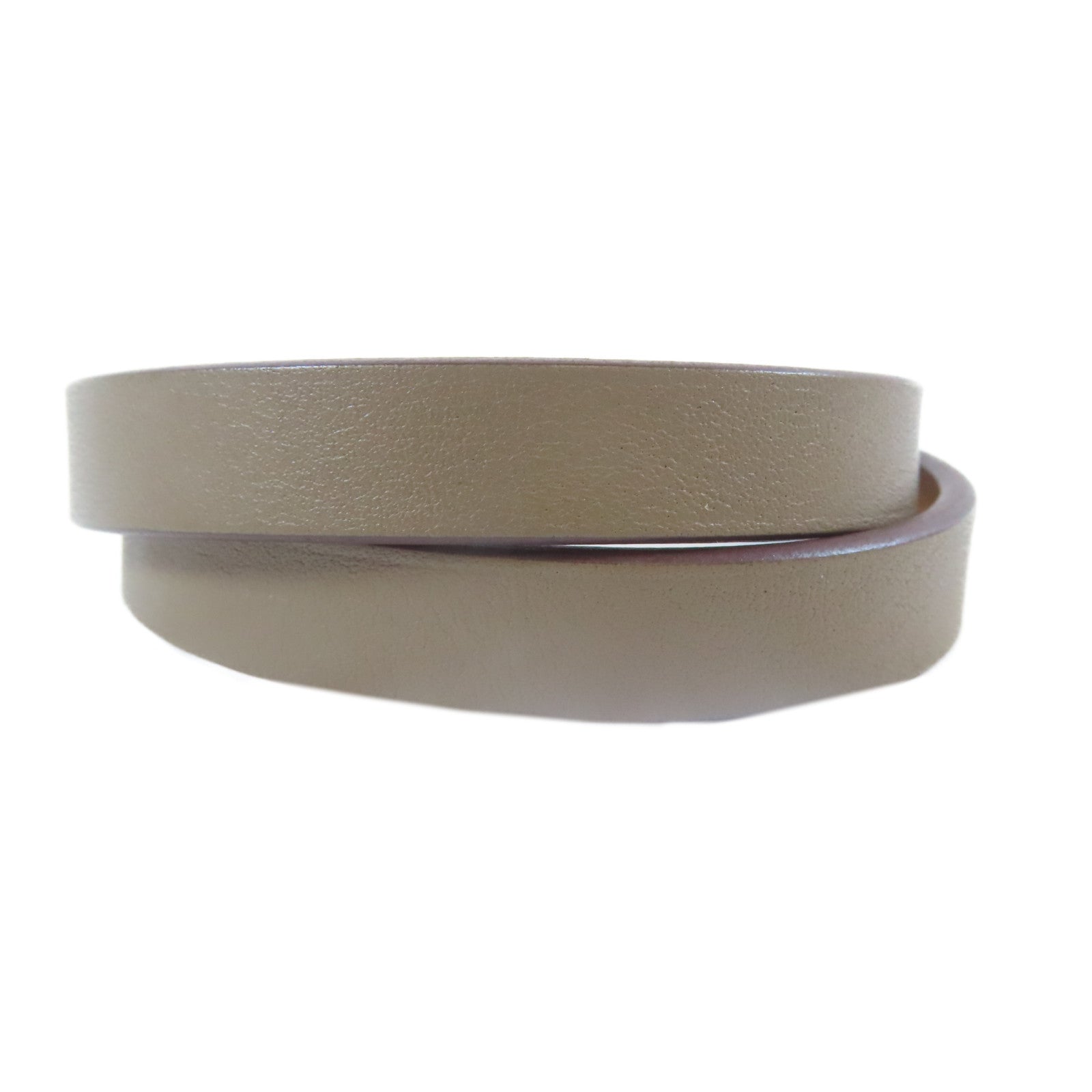 HERMES 皮革/金屬Mini Kelly Double Tour手鐲大象灰色#16cm