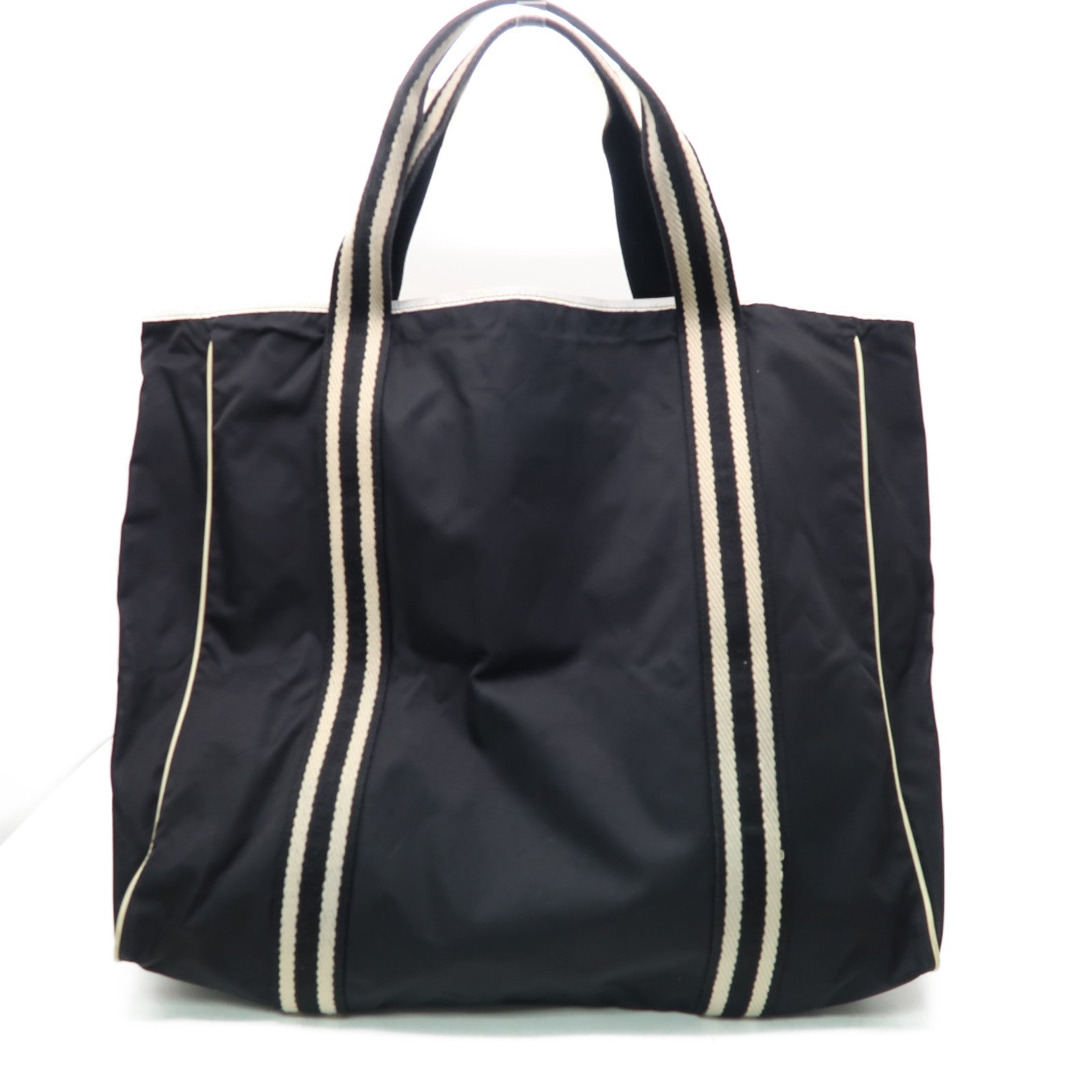 GUCCI 尼龍Tote Bag銀扣肩背袋黑色/白色