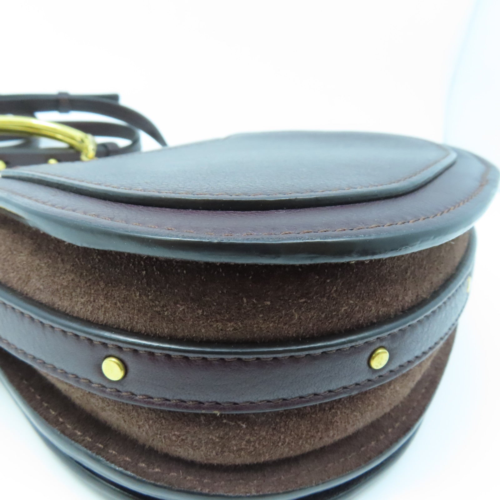 Chloe Leather Bracelet Nile Gold Buckle Shoulder Bag Brown