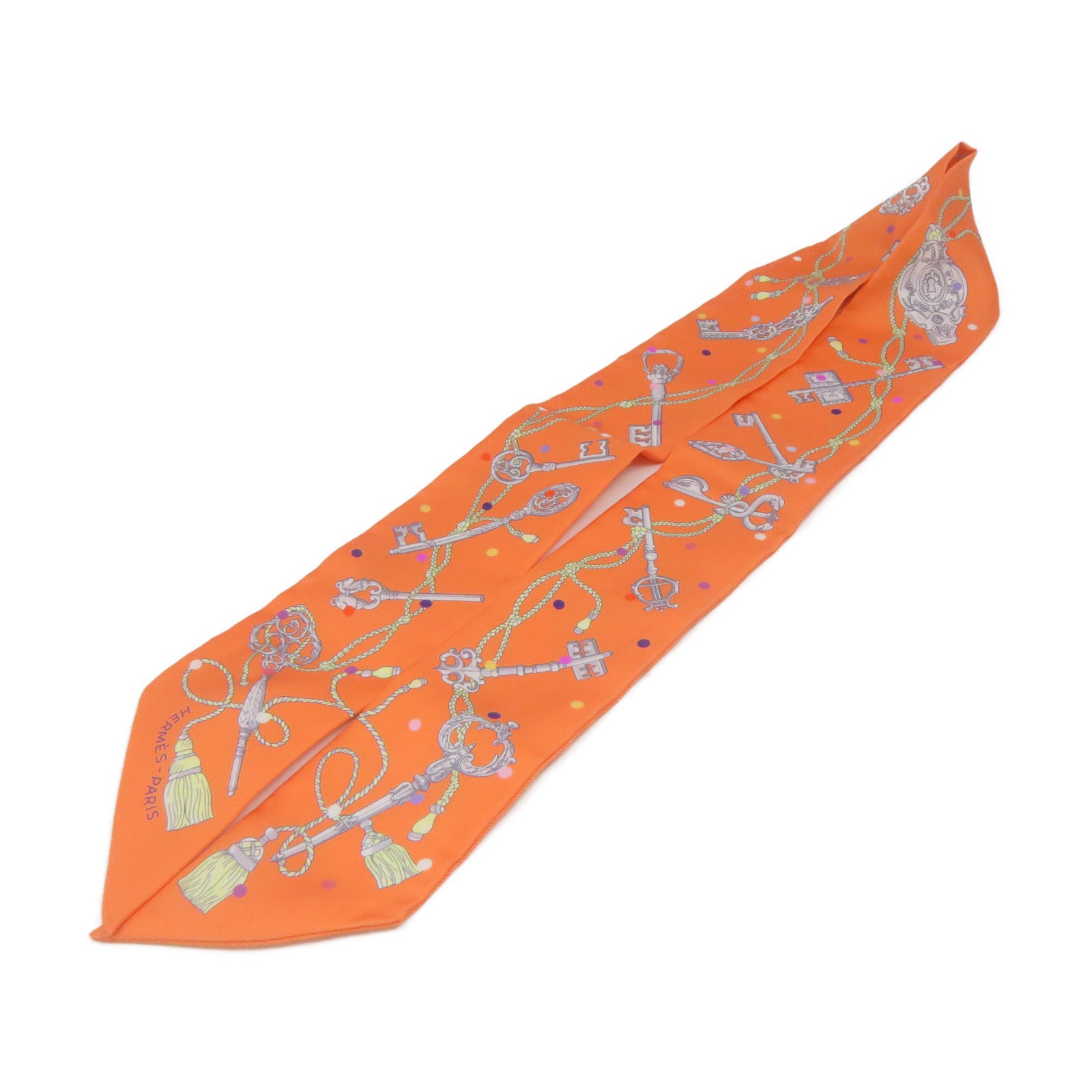HERMES [Sharp Discount] Silk Twilly Scarf Orange/Color