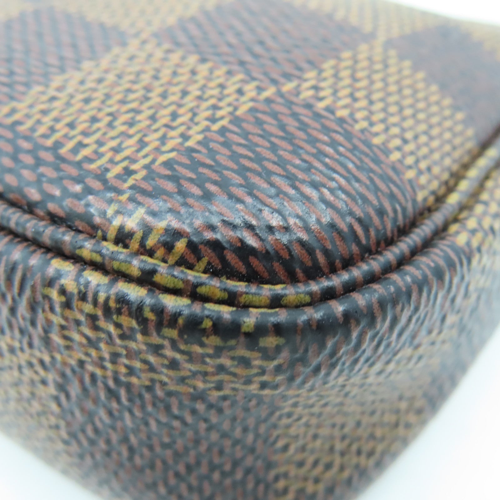 LOUIS VUITTON Damier Mini Pochette Accessories Pouch金扣鏈帶手拿包啡色