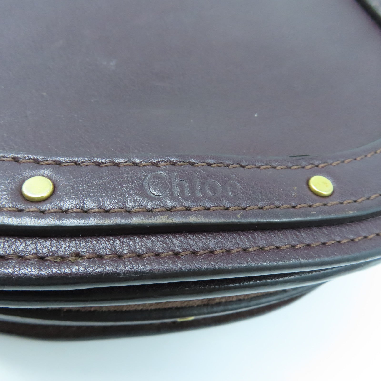 Chloe Leather Bracelet Nile Gold Buckle Shoulder Bag Brown