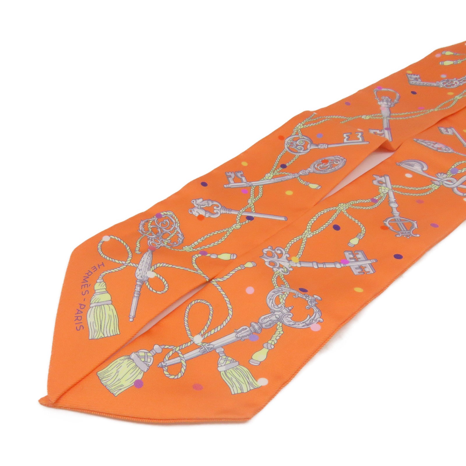 HERMES [Sharp Discount] Silk Twilly Scarf Orange/Color