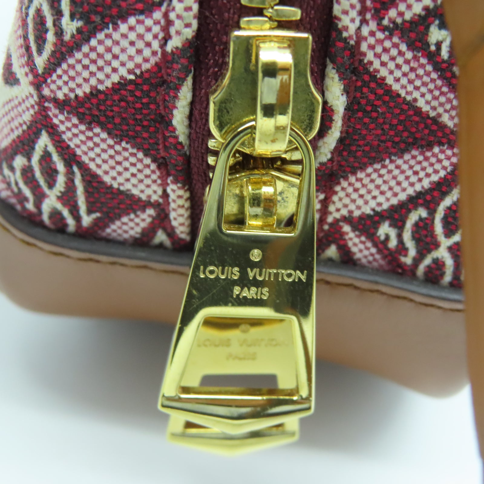 LOUIS VUITTON 【激減優惠】帆布Deauville Mini金扣肩背袋紅色/棕色