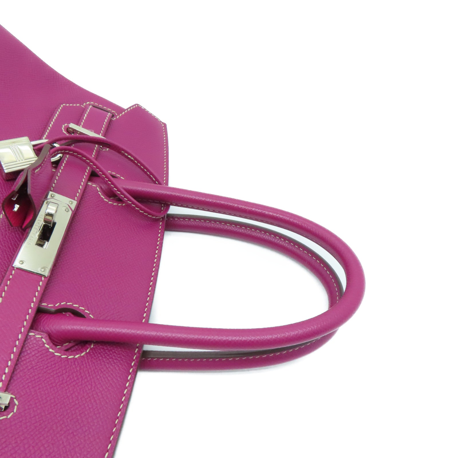 HERMES Epsom皮革Birkin 30銀扣手挽袋Tosca桃紫色