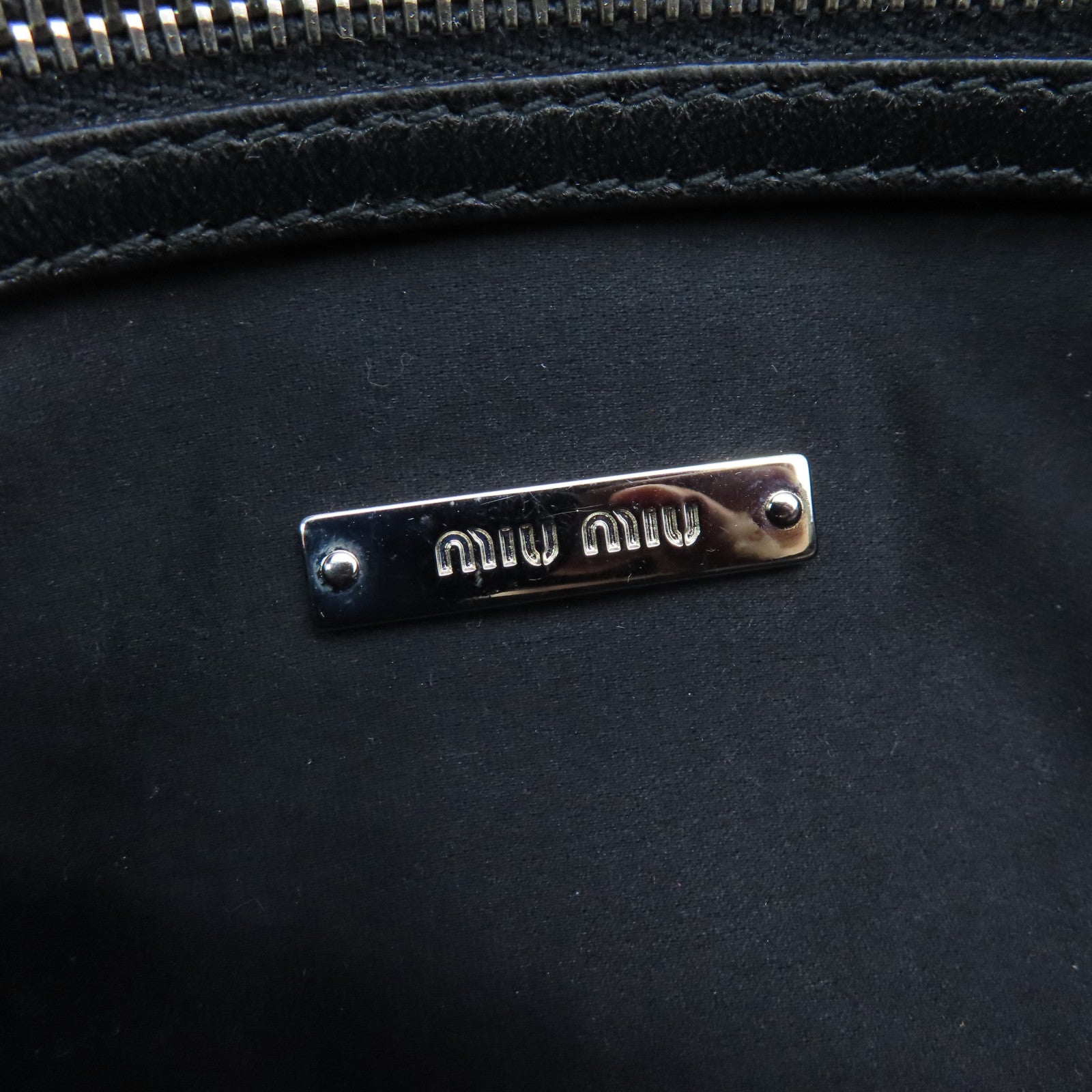 Miu Miu Cowhide Leather 2way Shoulder Bag Silver Buckle Handle Shoulder Bag Green/Black