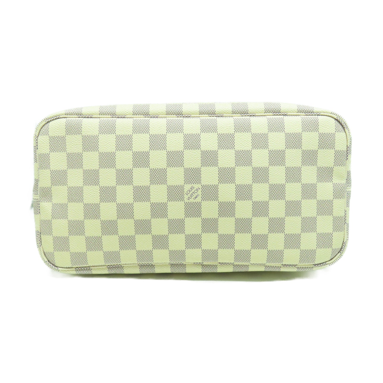 LOUIS VUITTON Damier Azur Neverfull MM金扣肩背袋白色