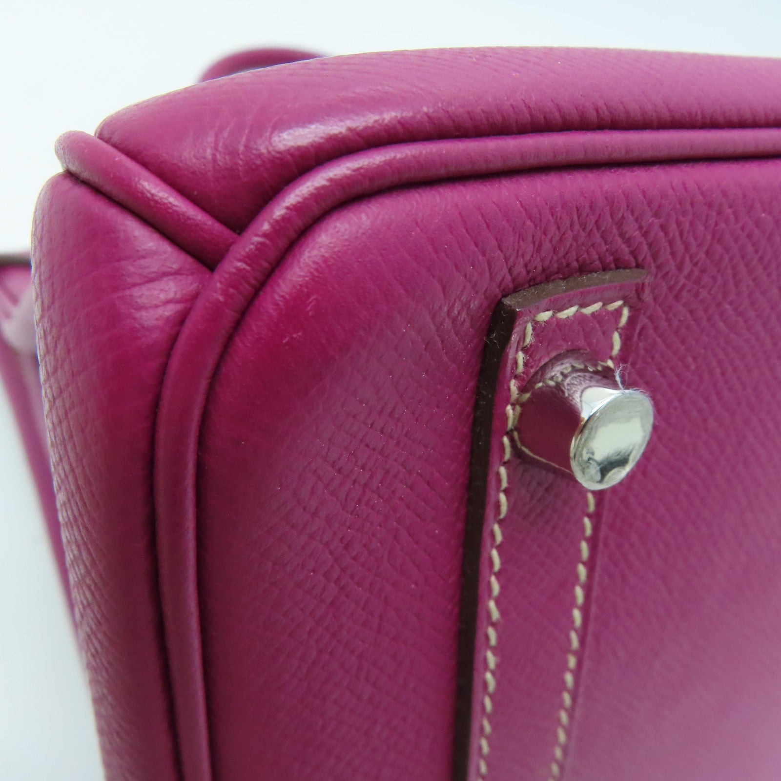 HERMES Epsom皮革Birkin 30銀扣手挽袋Tosca桃紫色