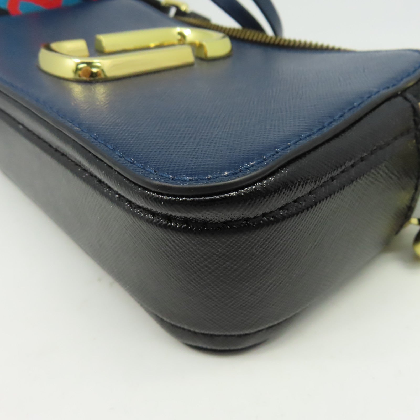 MARC JACOBS 牛皮皮革Shoulder Bag金扣肩背袋深藍色
