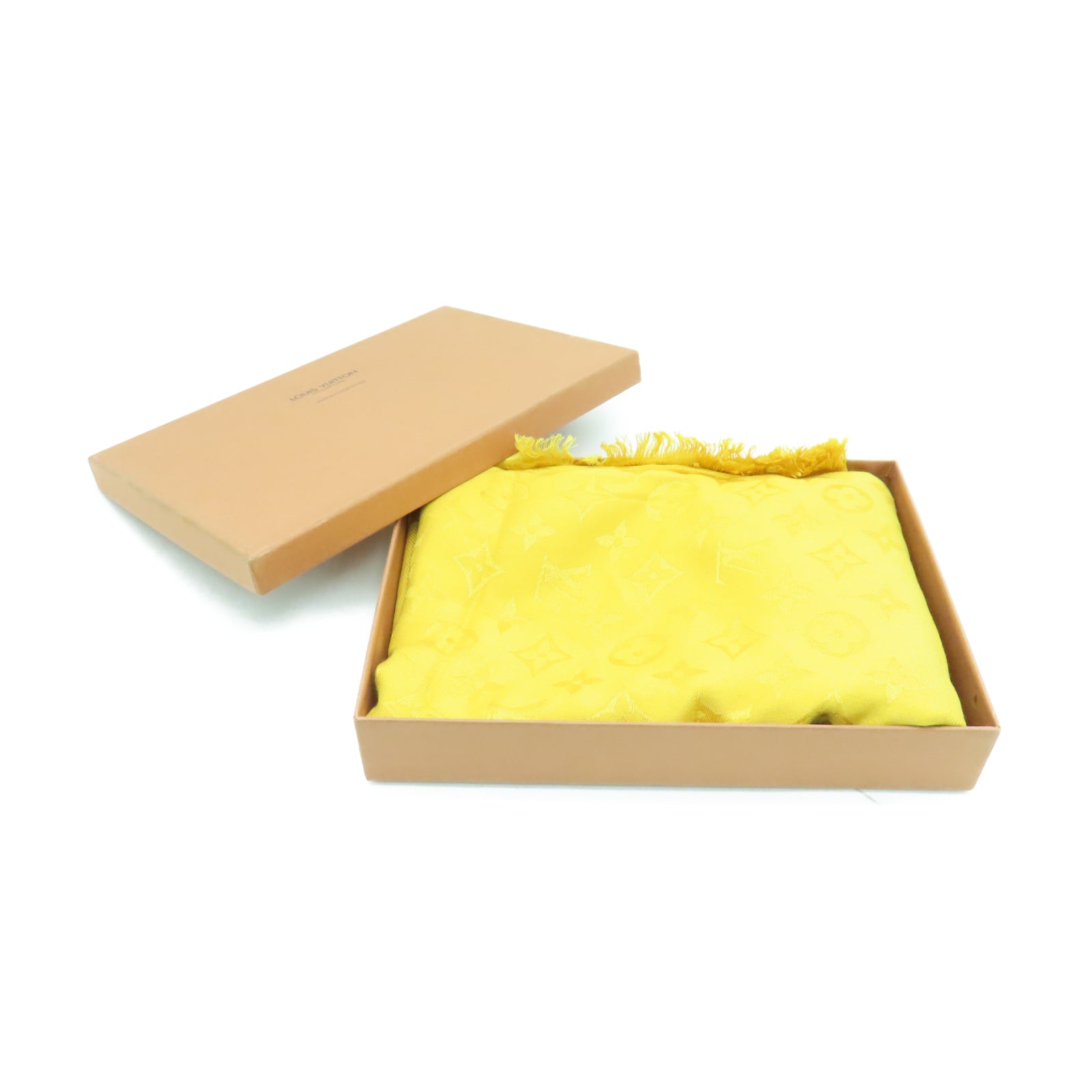 LOUIS VUITTON 絲質/羊毛Scarf圍巾黃色