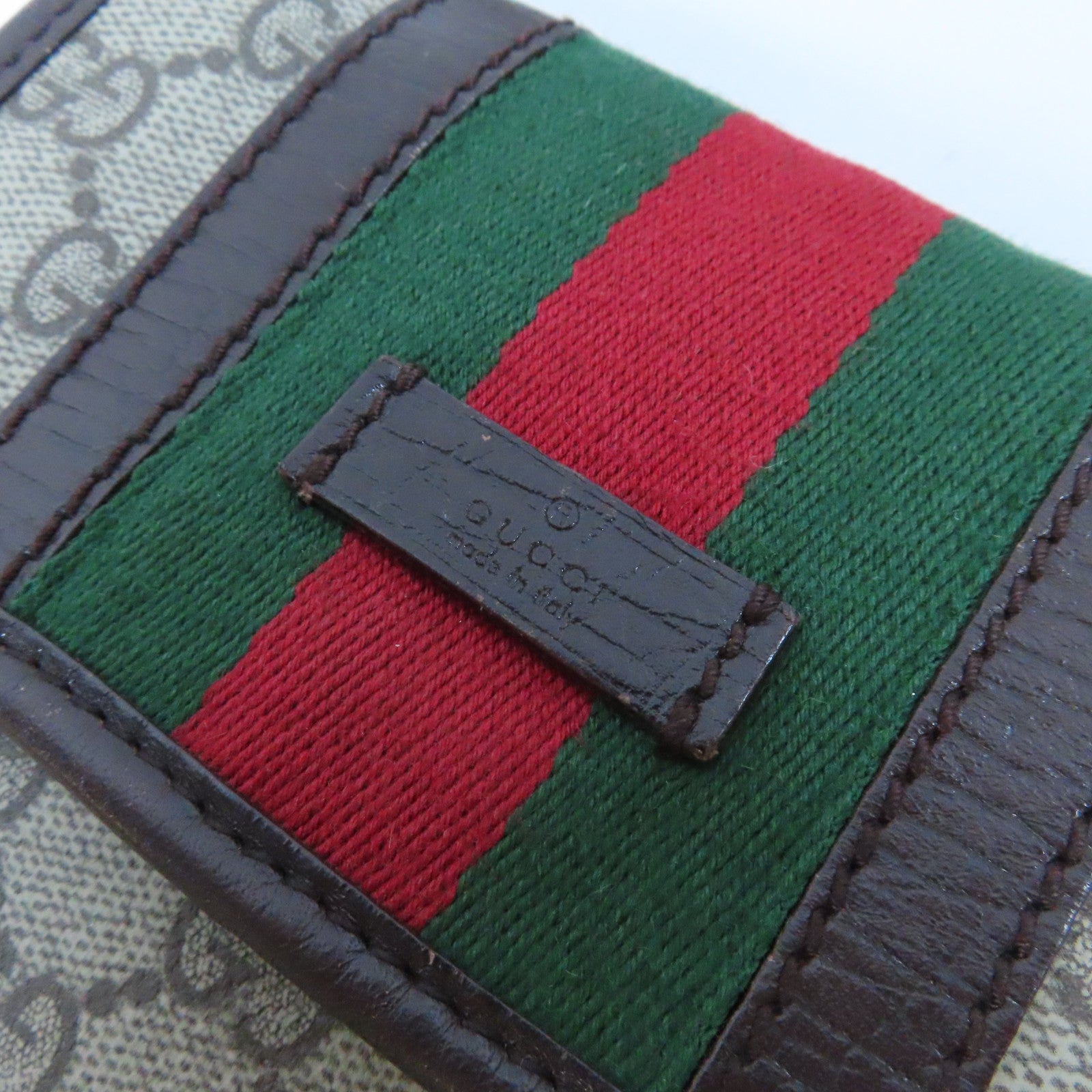 GUCCI 塗層帆布Shoulder Bag銀扣肩背袋啡色