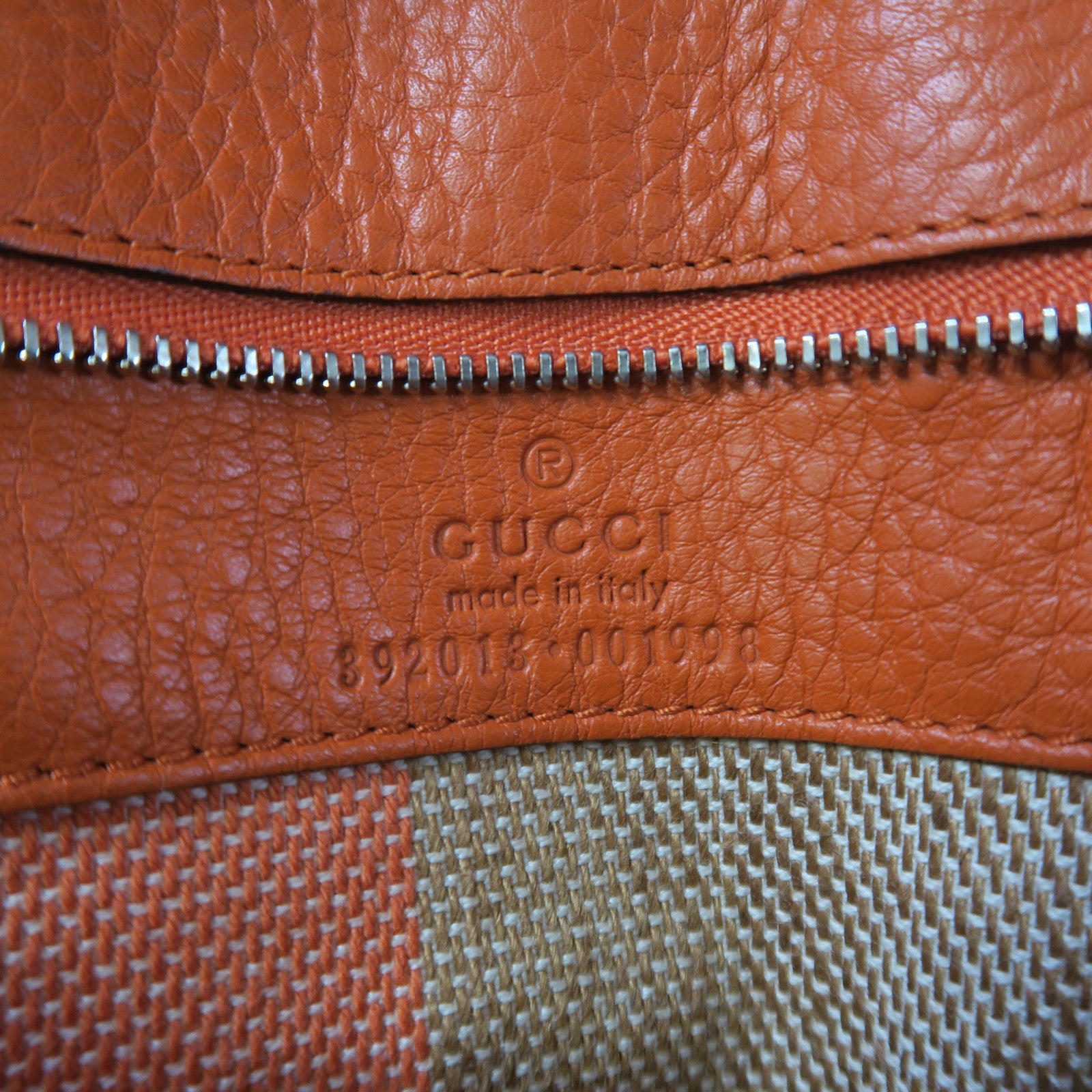 GUCCI 牛皮皮革Bamboo Daily Top Handle銀扣手挽肩背兩用袋橙色