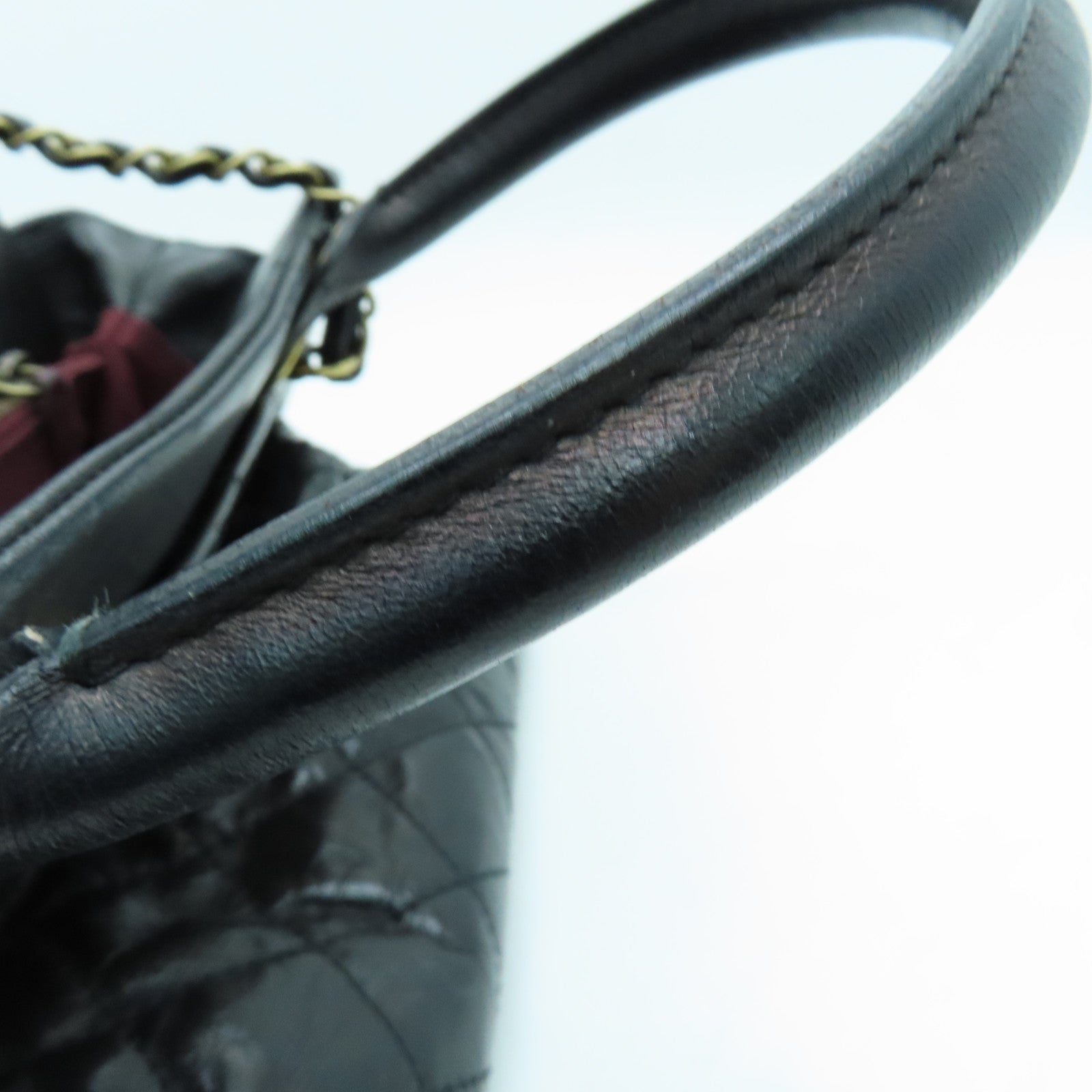 CHANEL 菱格牛皮皮革Shoulder Bag金扣手挽肩背两用袋黑色