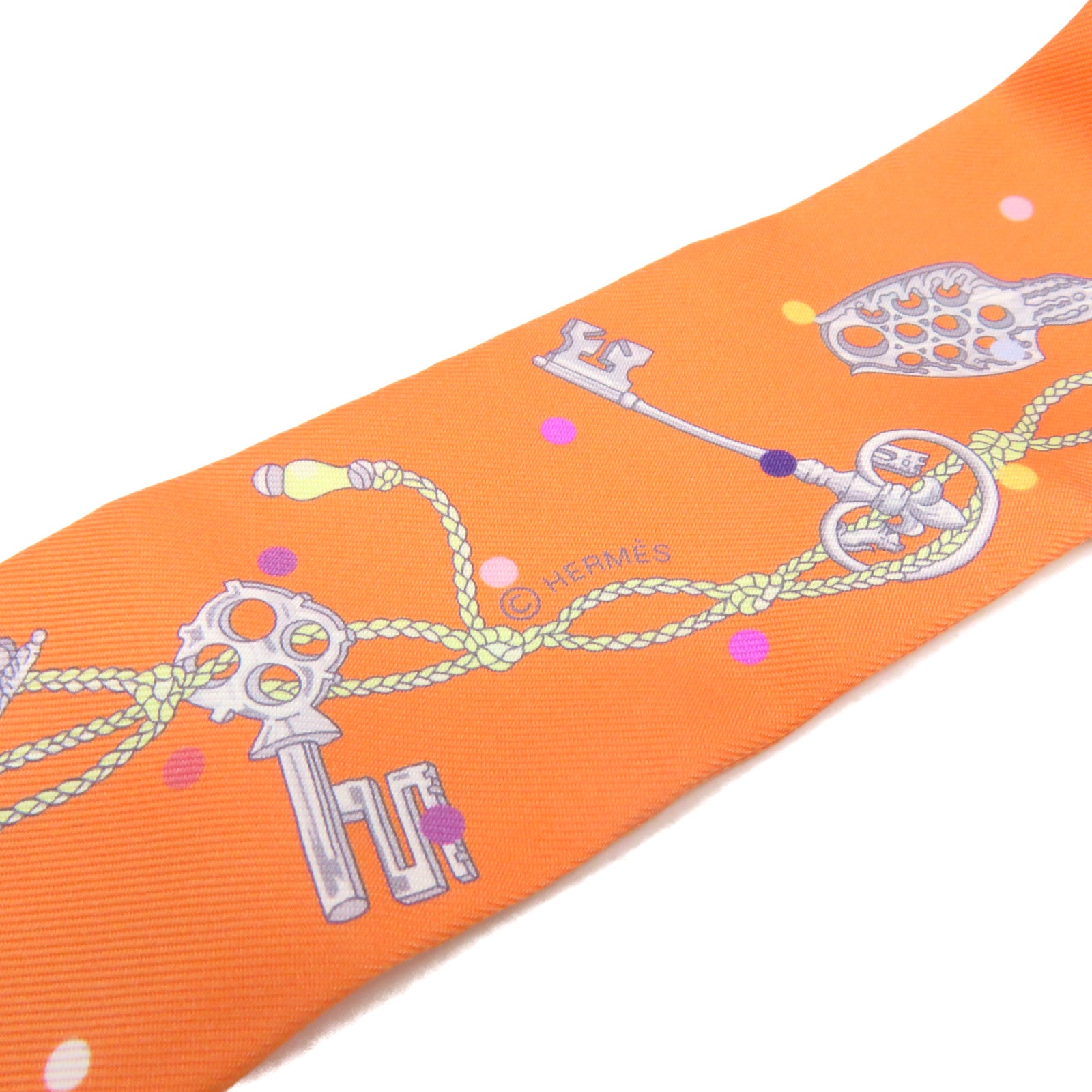 HERMES [Sharp Discount] Silk Twilly Scarf Orange/Color