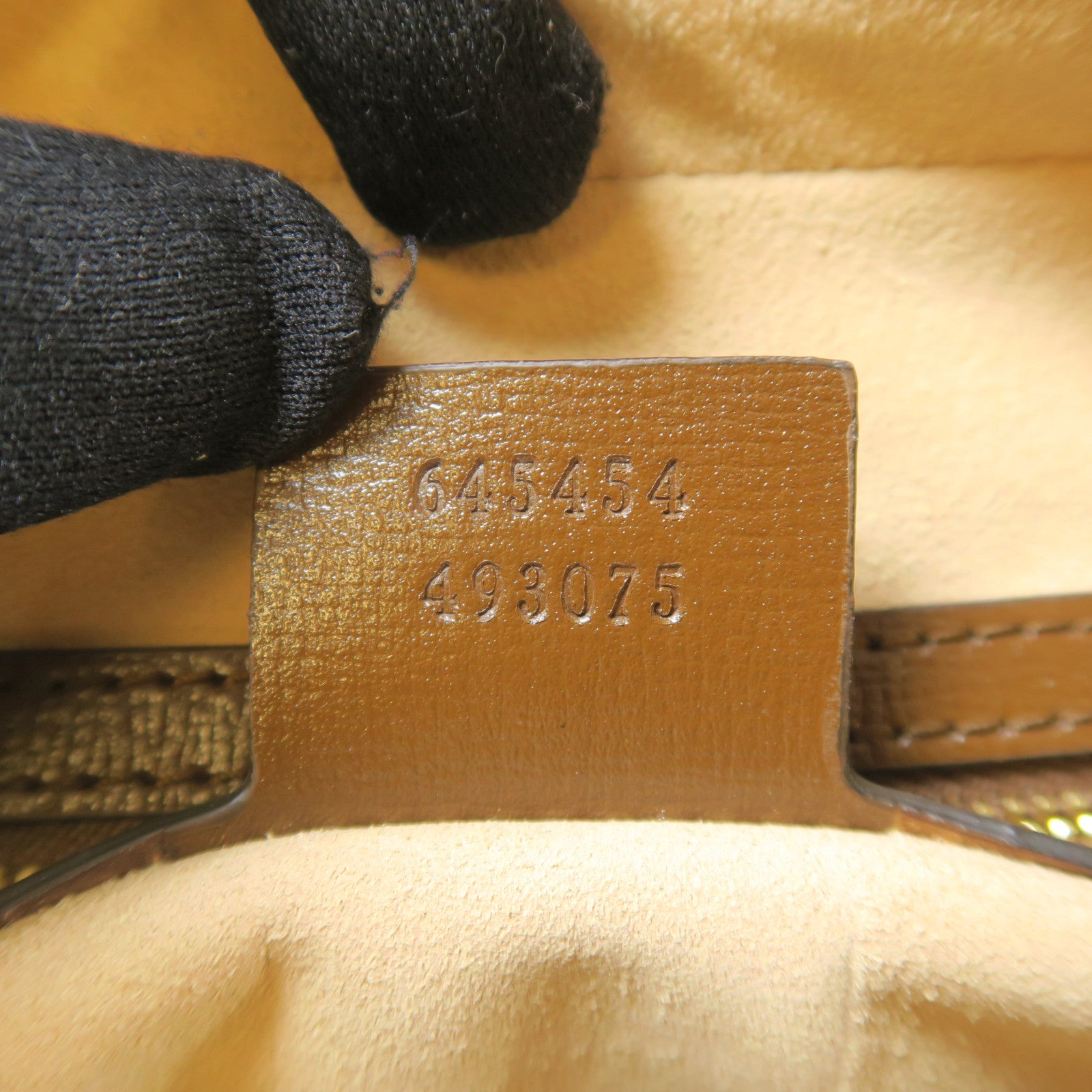 GUCCI 牛皮皮革/GG帆布Horsebit 1955 Small金扣肩背袋啡色