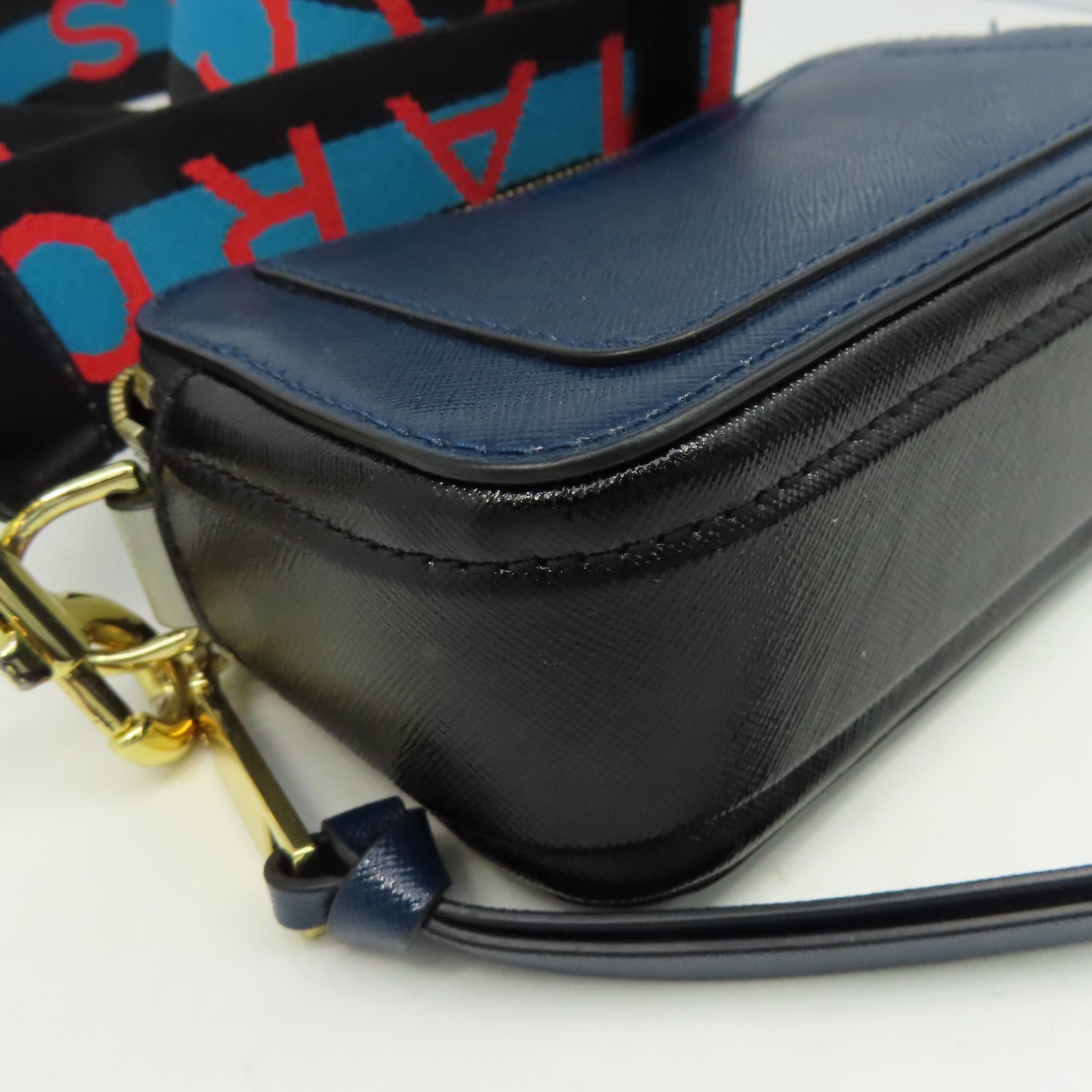 MARC JACOBS 牛皮皮革Shoulder Bag金扣肩背袋深藍色