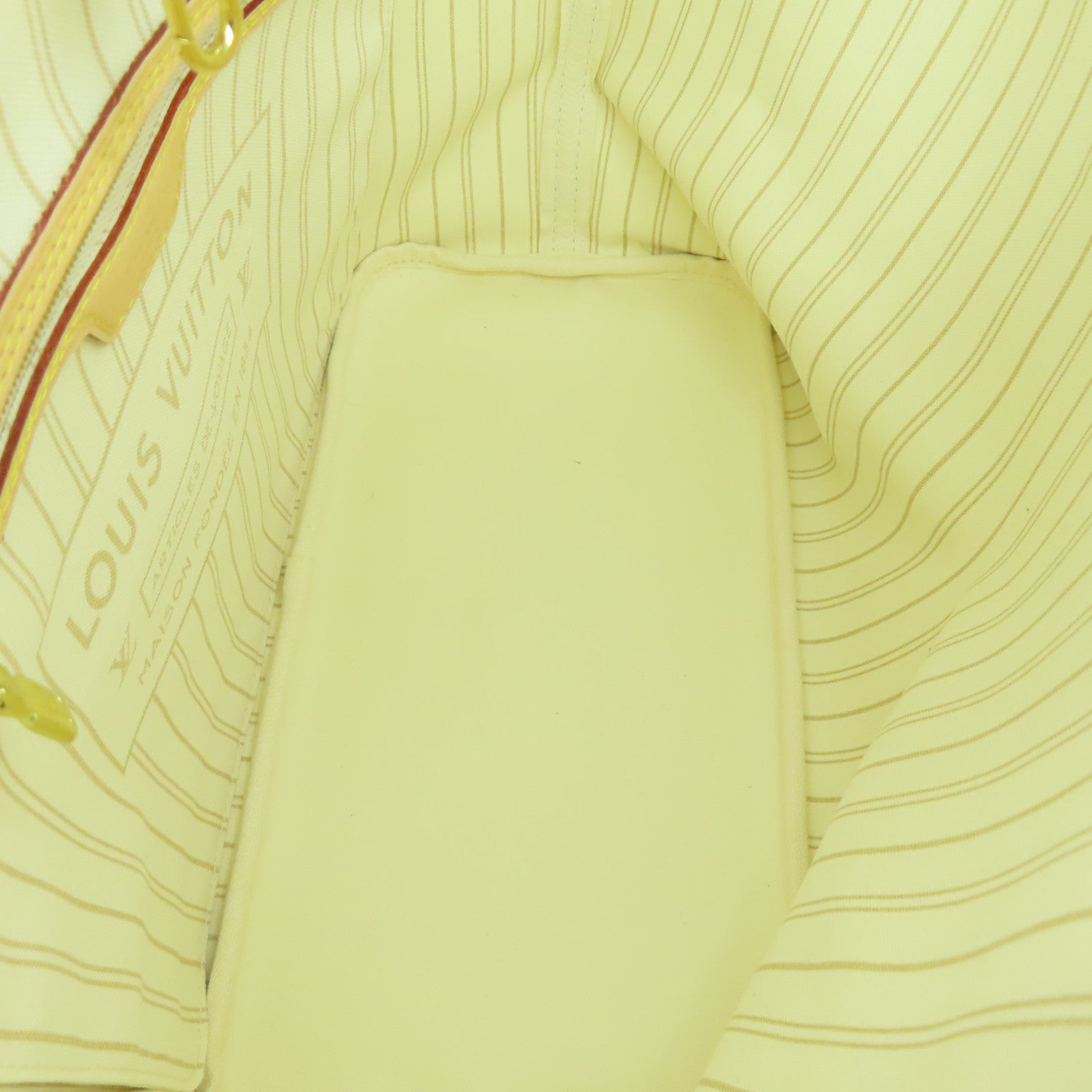 LOUIS VUITTON Damier Azur Neverfull MM金扣肩背袋白色