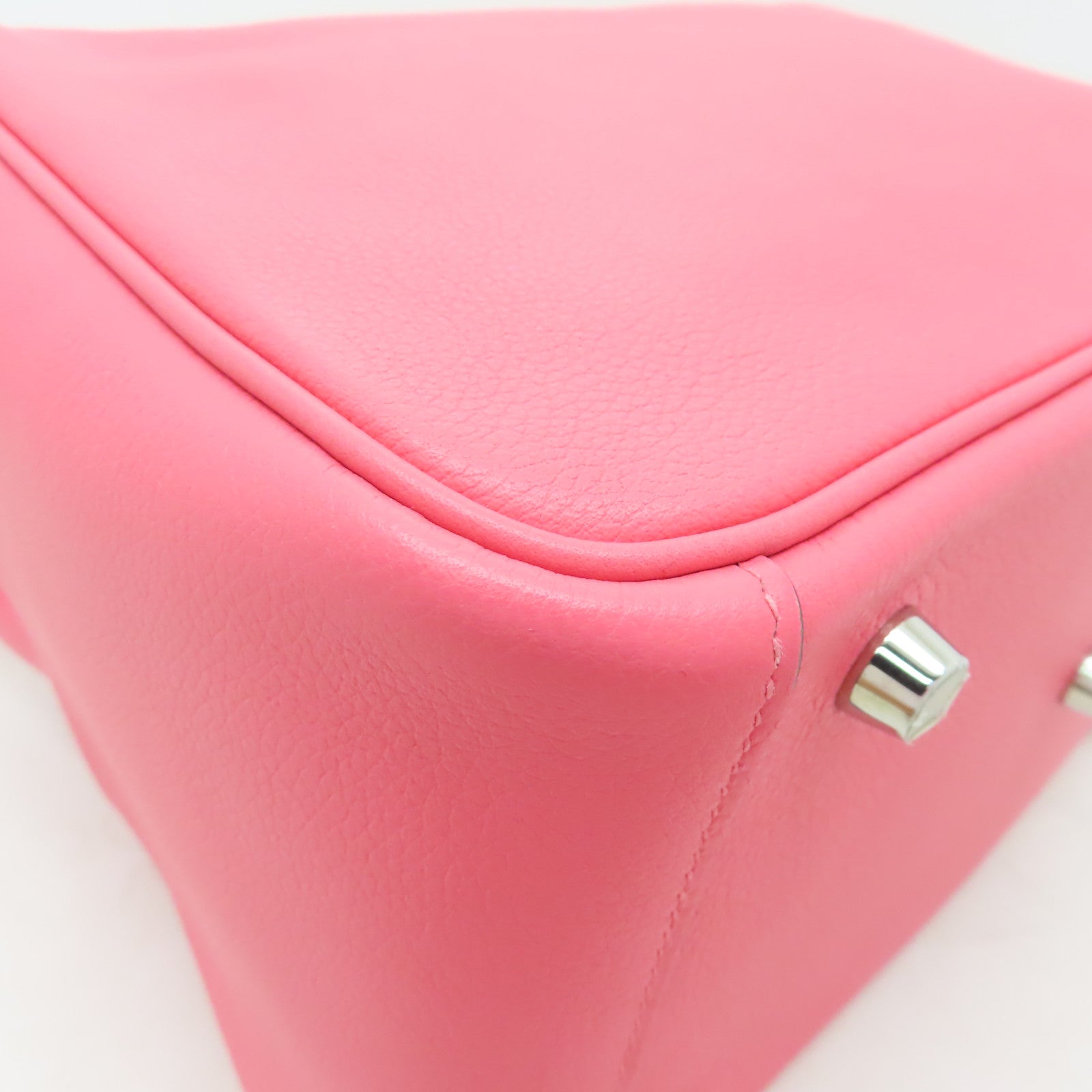 HERMES Evercolor皮革Lindy 26銀扣肩背袋新杜鵑桃色