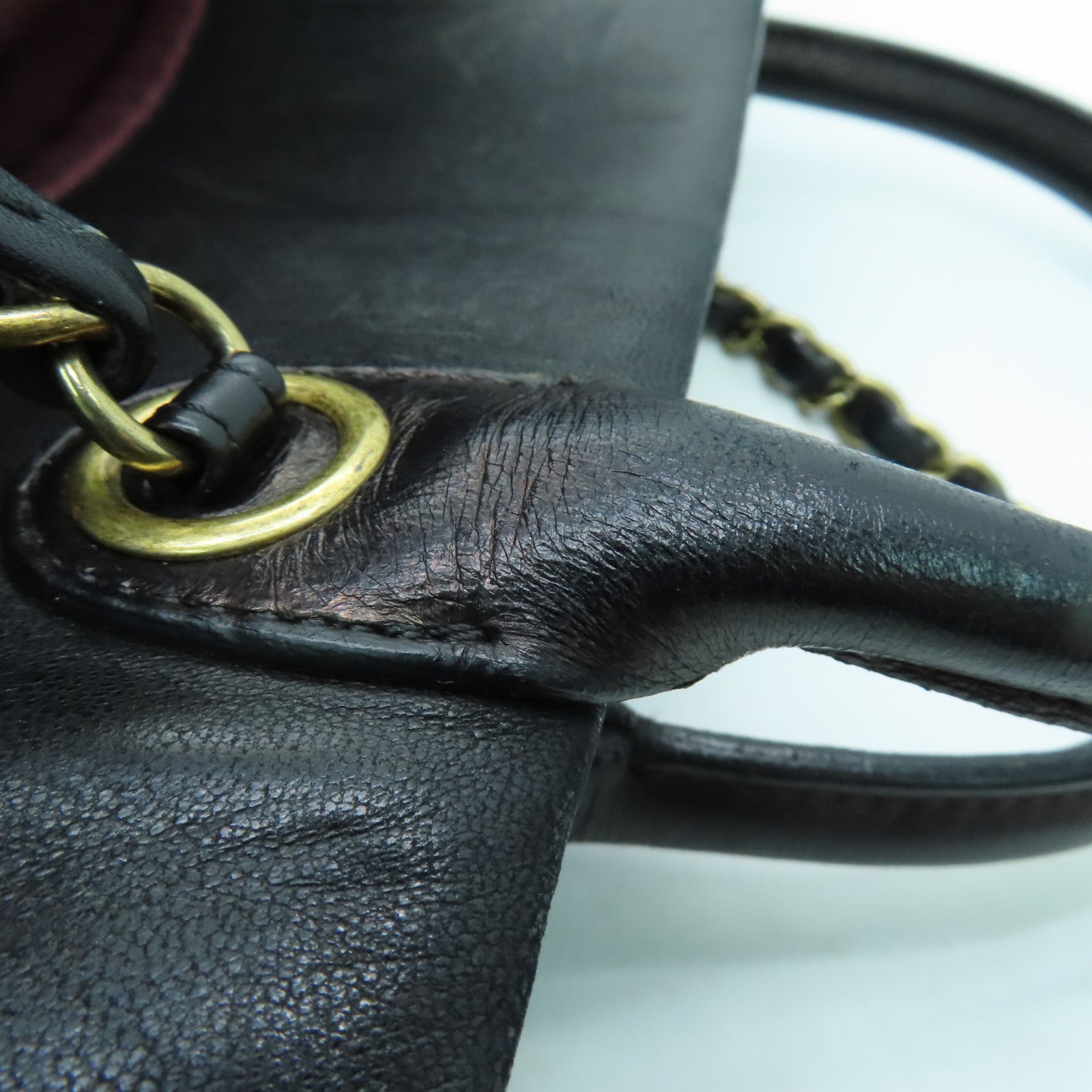 CHANEL 菱格牛皮皮革Shoulder Bag金扣手挽肩背两用袋黑色