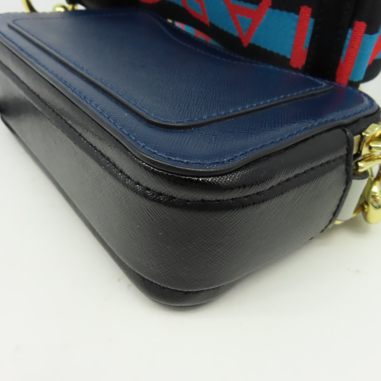 MARC JACOBS 牛皮皮革Shoulder Bag金扣肩背袋深藍色
