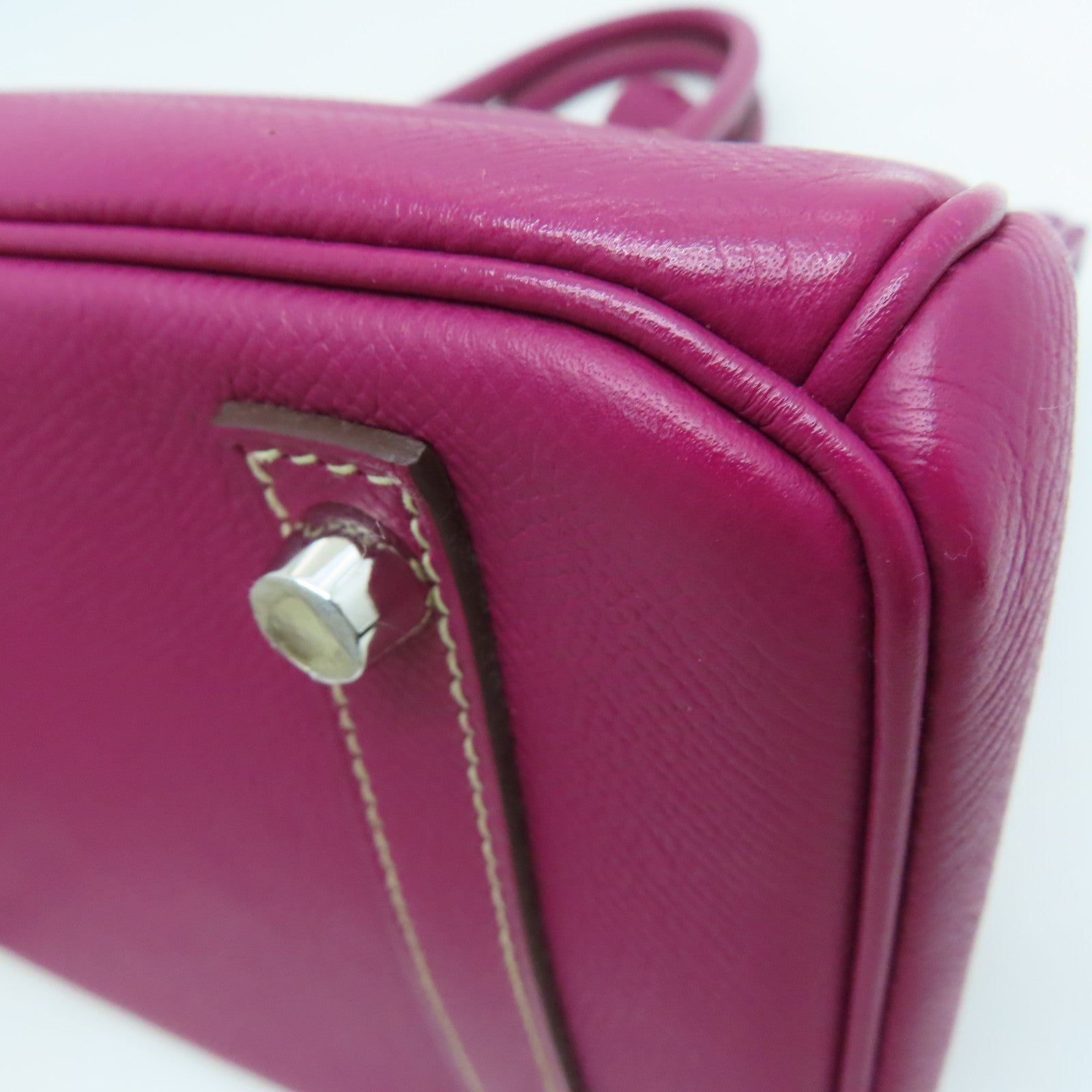 HERMES Epsom皮革Birkin 30銀扣手挽袋Tosca桃紫色