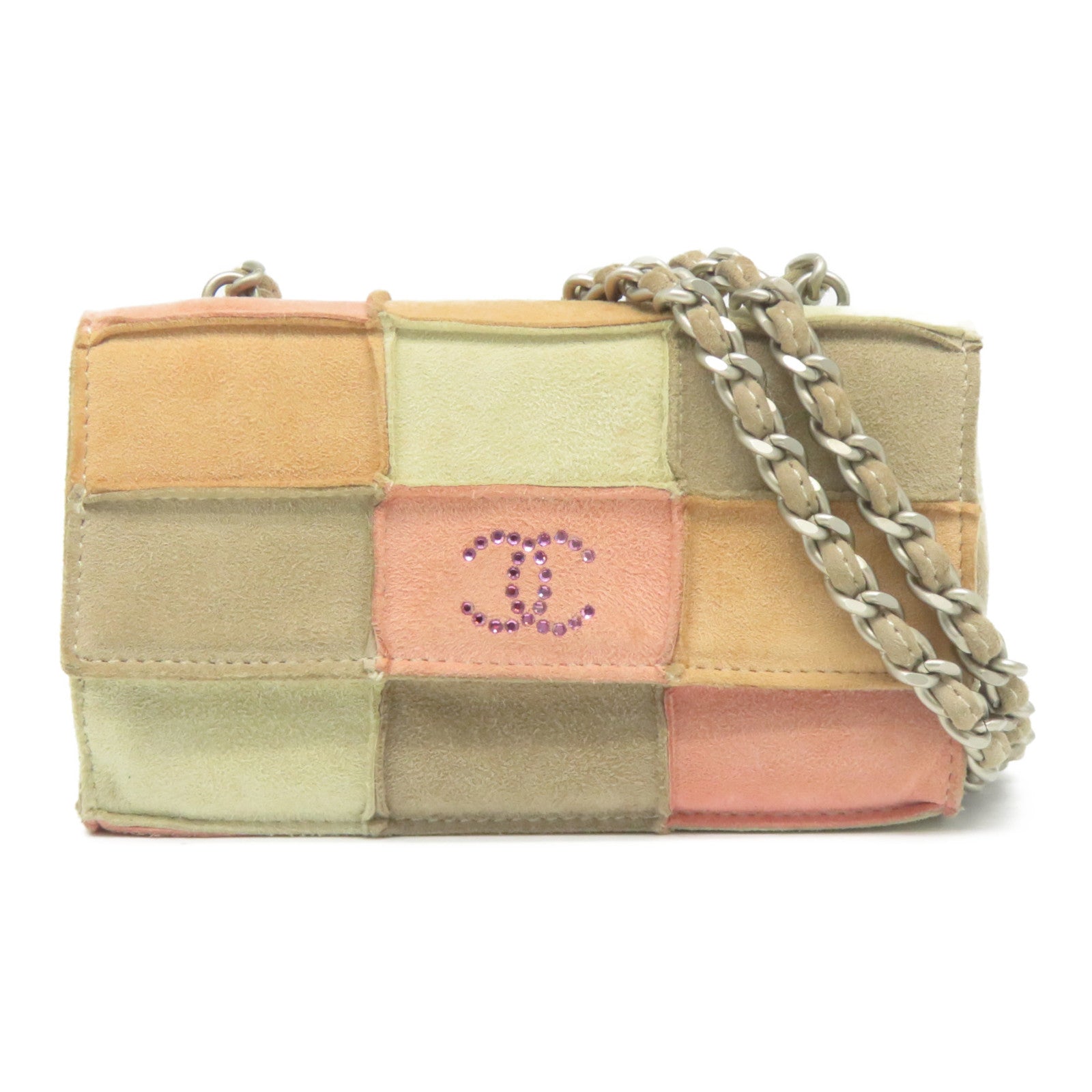 CHANEL 【激減優惠】麂皮皮革Mini Chain Bag銀扣鏈帶肩背袋彩色