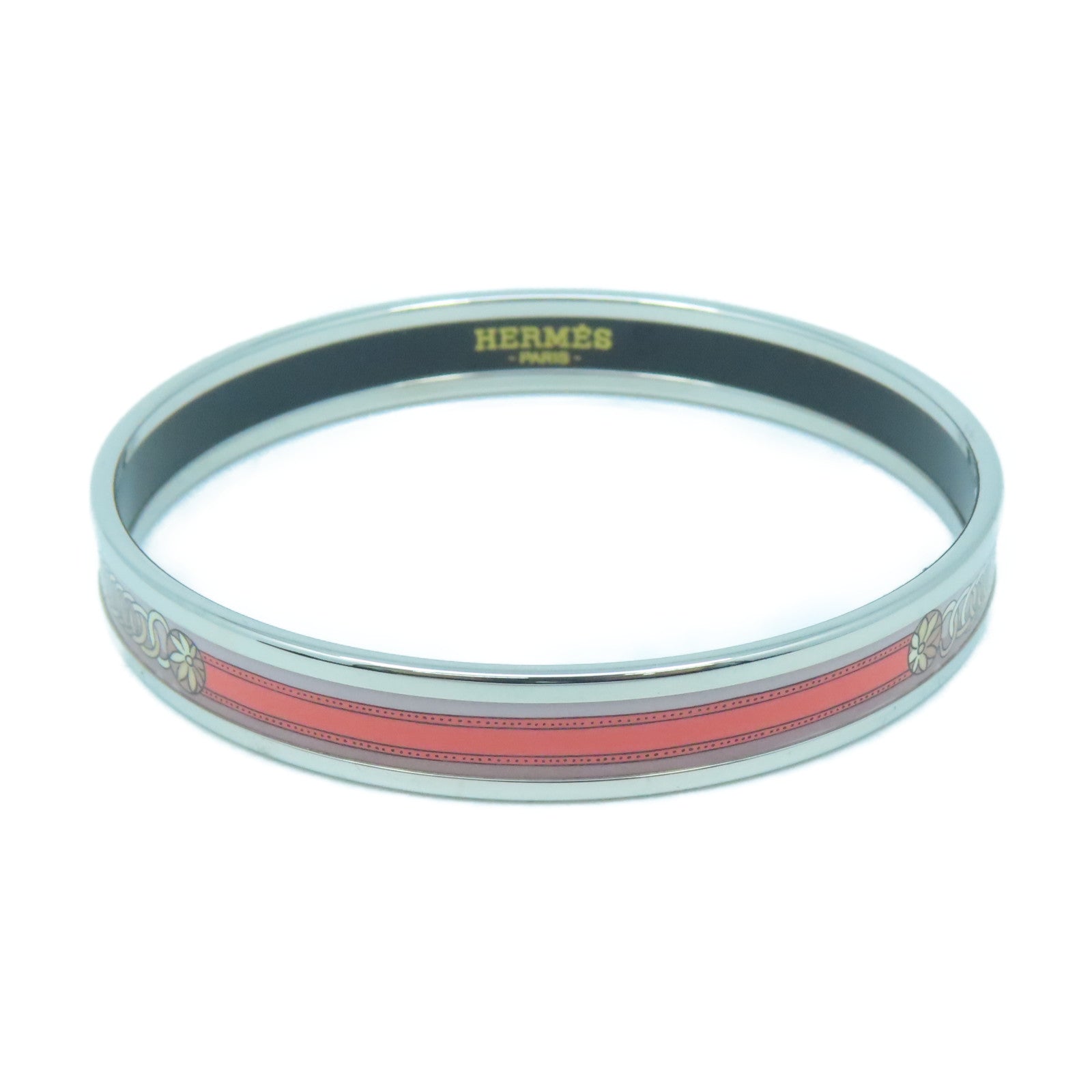 HERMES Metal Bangle Pink/Orange/Silver