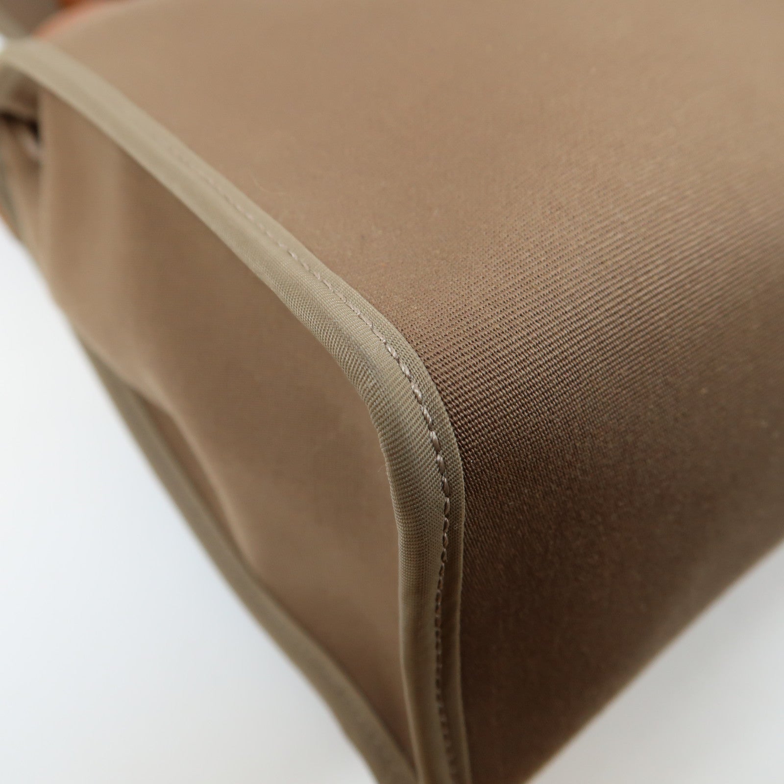 HERMES 皮革/帆布Herbag PM銀扣手挽肩背兩用袋啡色
