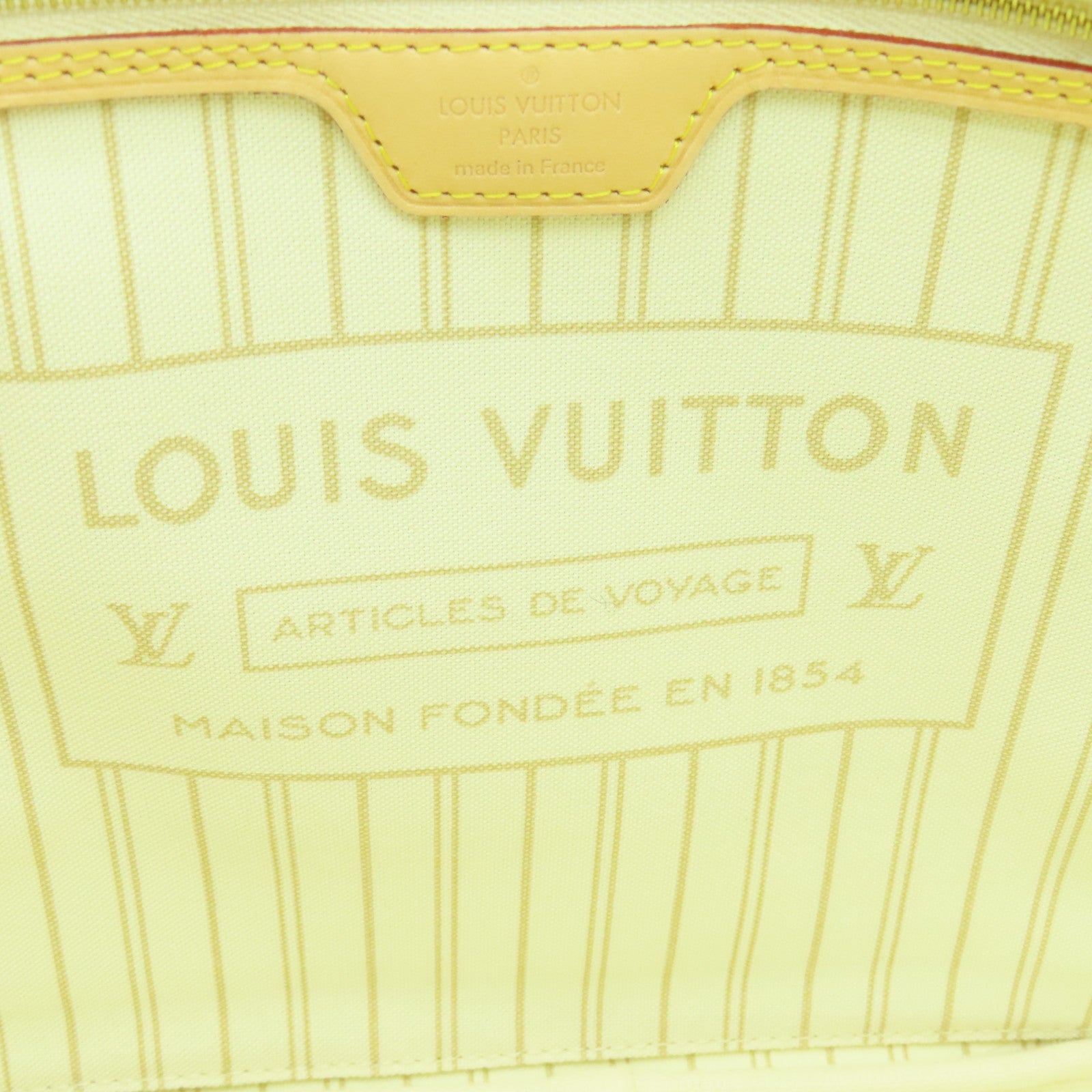 LOUIS VUITTON Damier Azur Neverfull MM金扣肩背袋白色