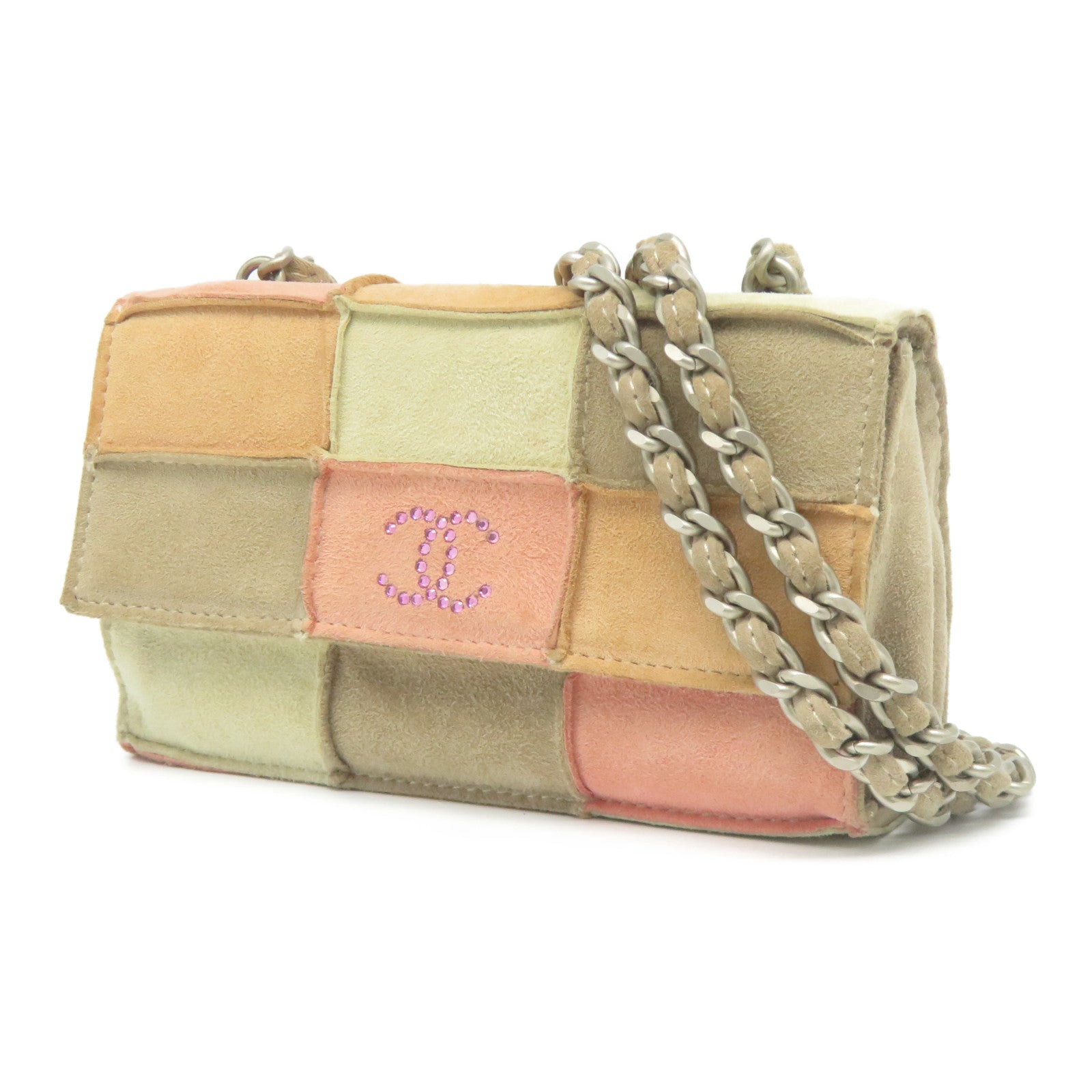 CHANEL 【激減優惠】麂皮皮革Mini Chain Bag銀扣鏈帶肩背袋彩色