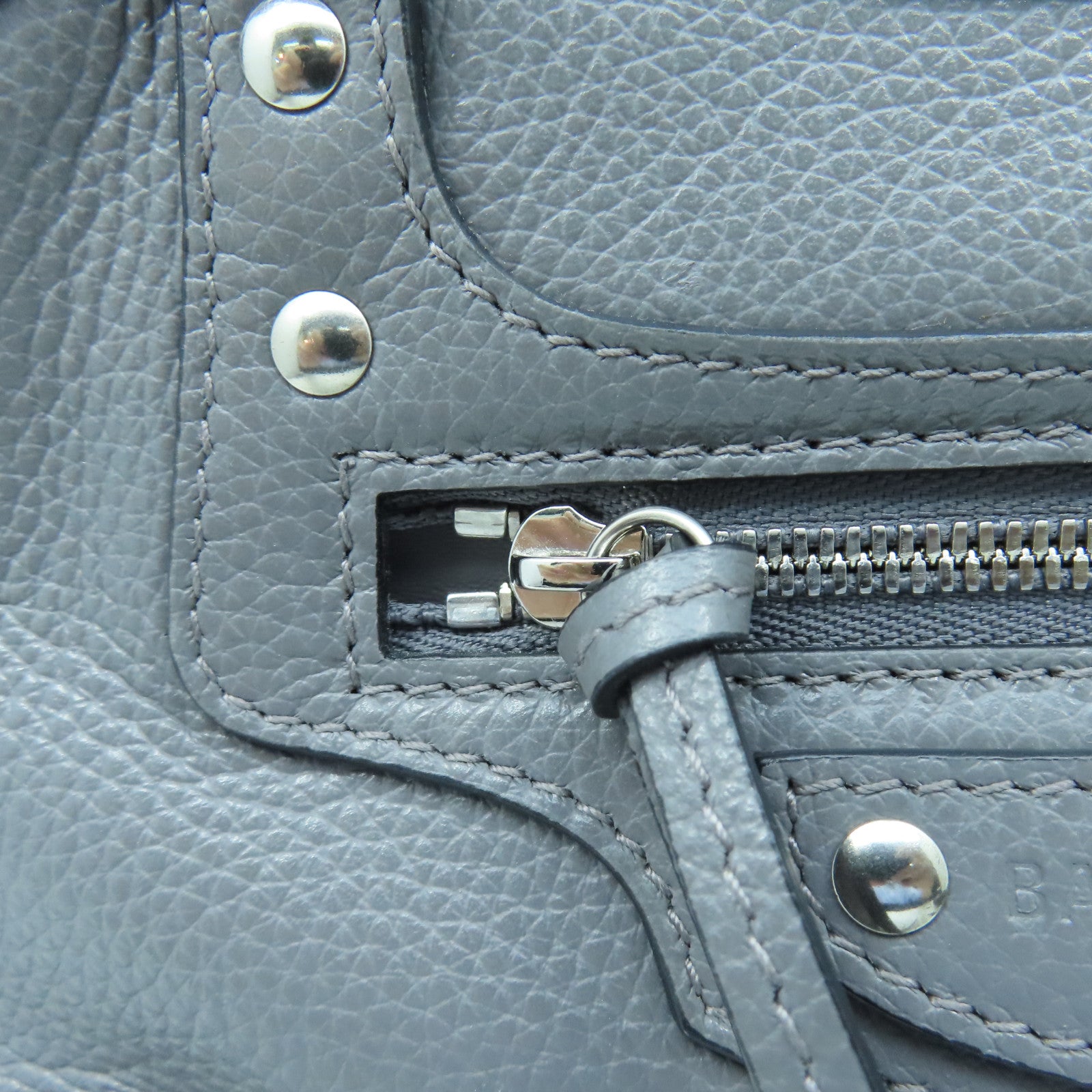 BALENCIAGA 牛皮皮革Classic City Mini銀扣手挽肩背兩用袋灰色