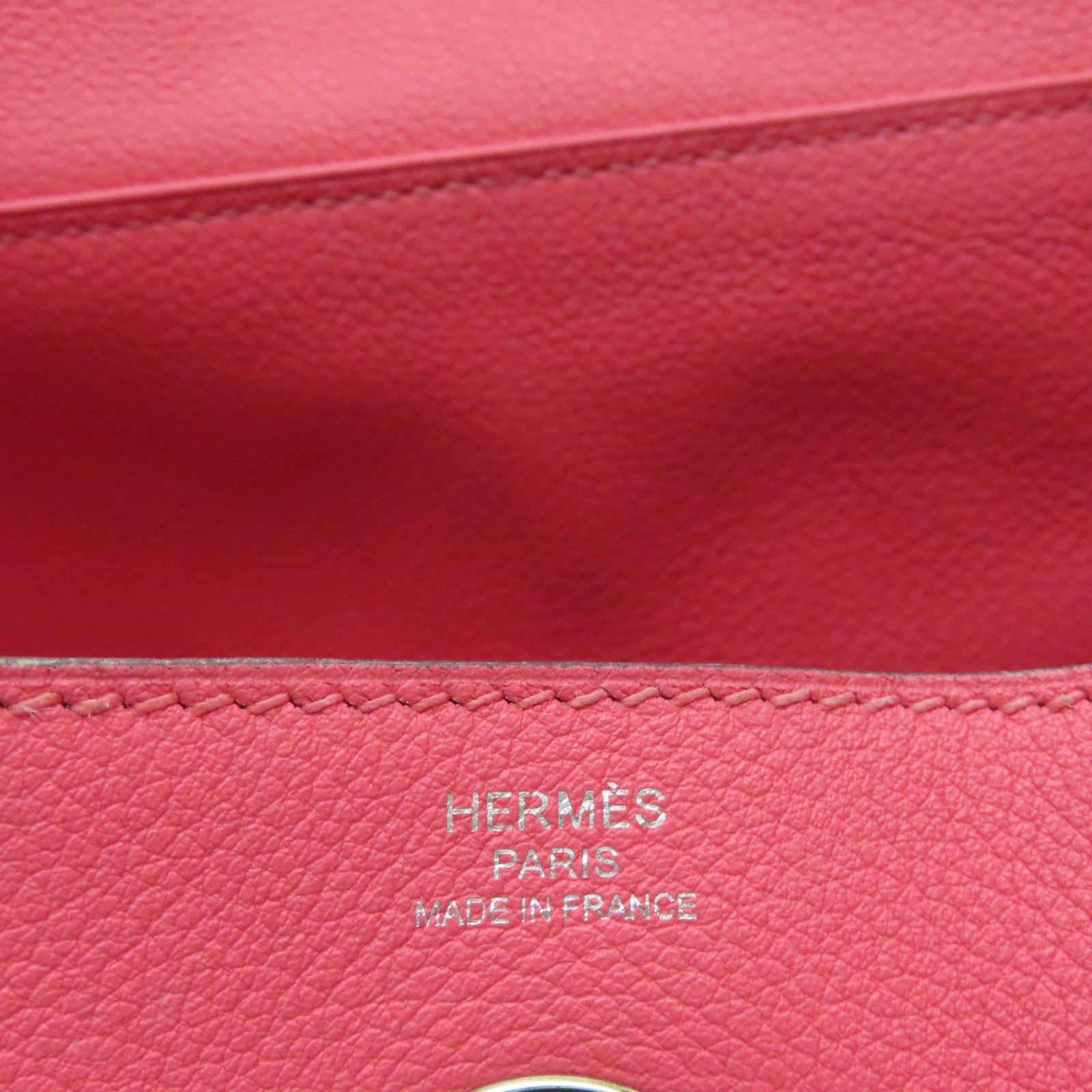 HERMES Evercolor皮革Lindy 26銀扣肩背袋新杜鵑桃色