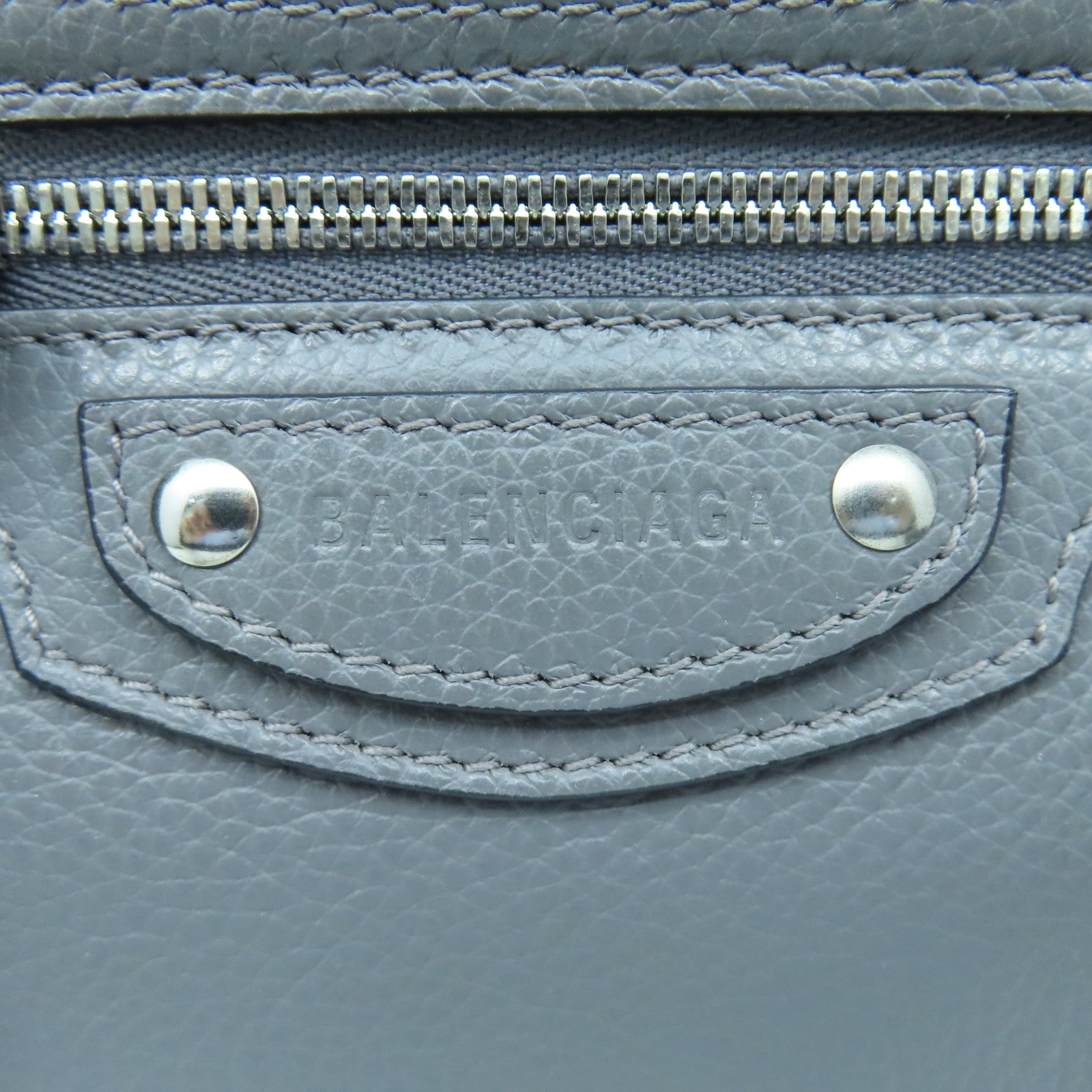 BALENCIAGA 牛皮皮革Classic City Mini銀扣手挽肩背兩用袋灰色
