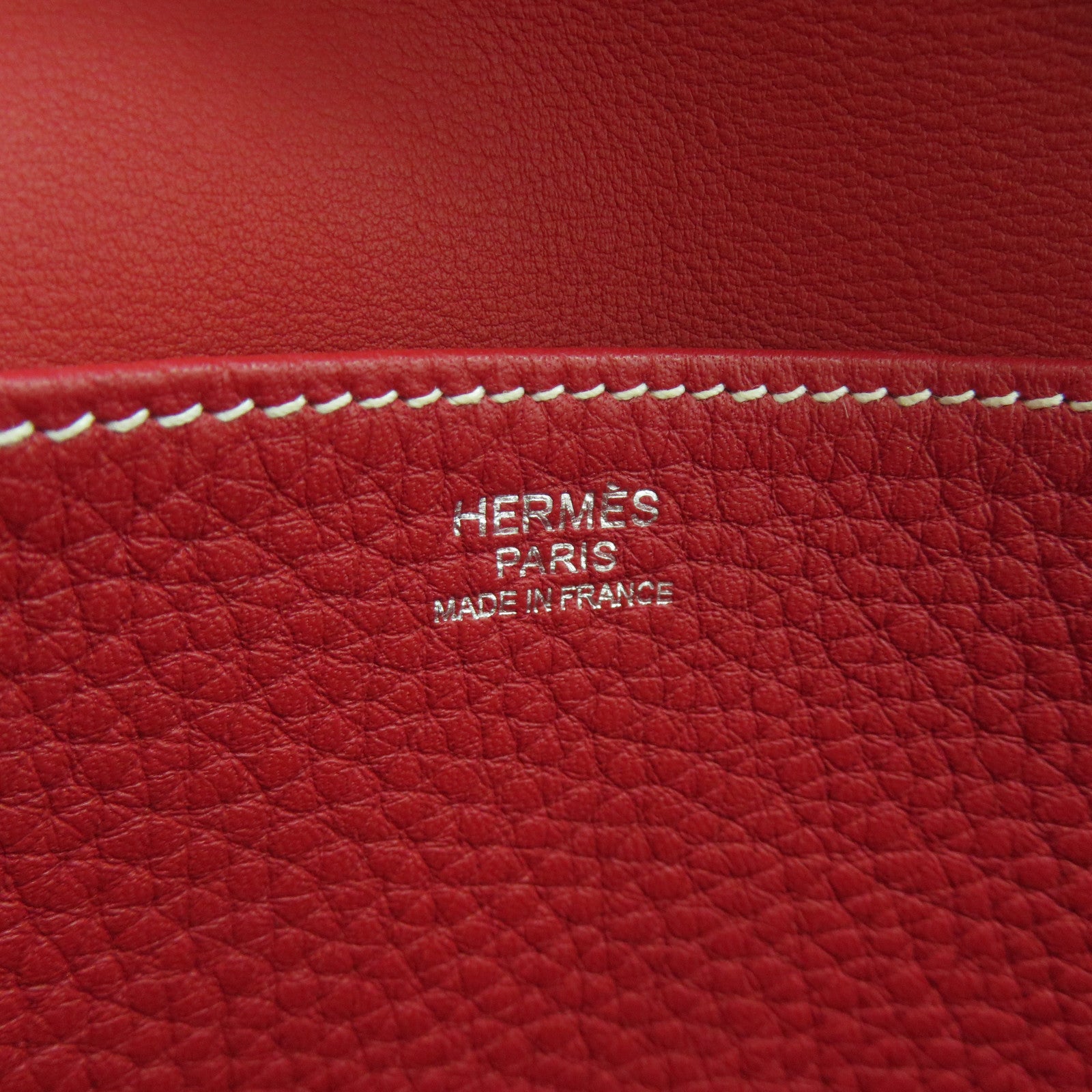 HERMES 【激減優惠】Clemence皮革Halzan 31銀扣手挽肩背兩用袋紅色