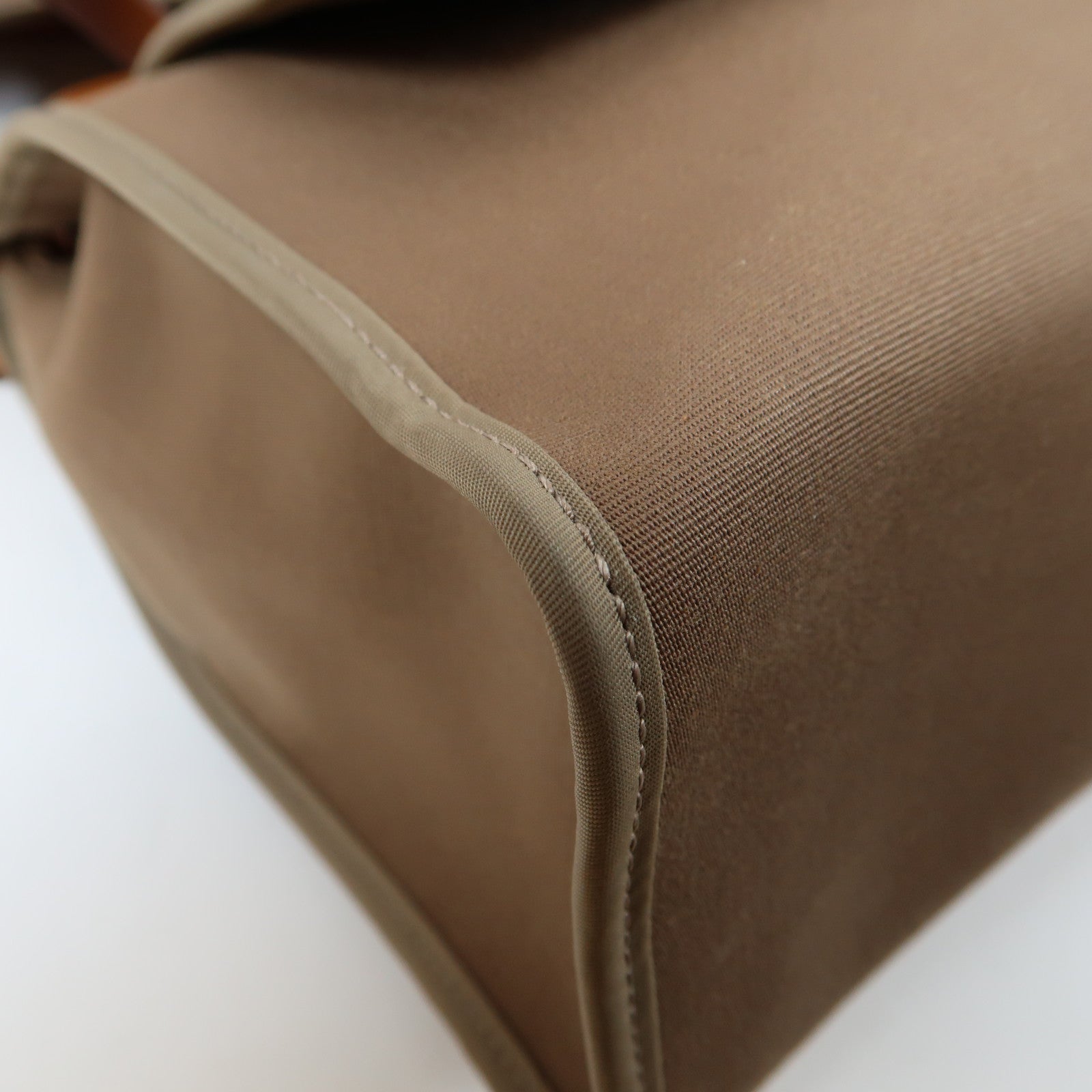 HERMES 皮革/帆布Herbag PM銀扣手挽肩背兩用袋啡色
