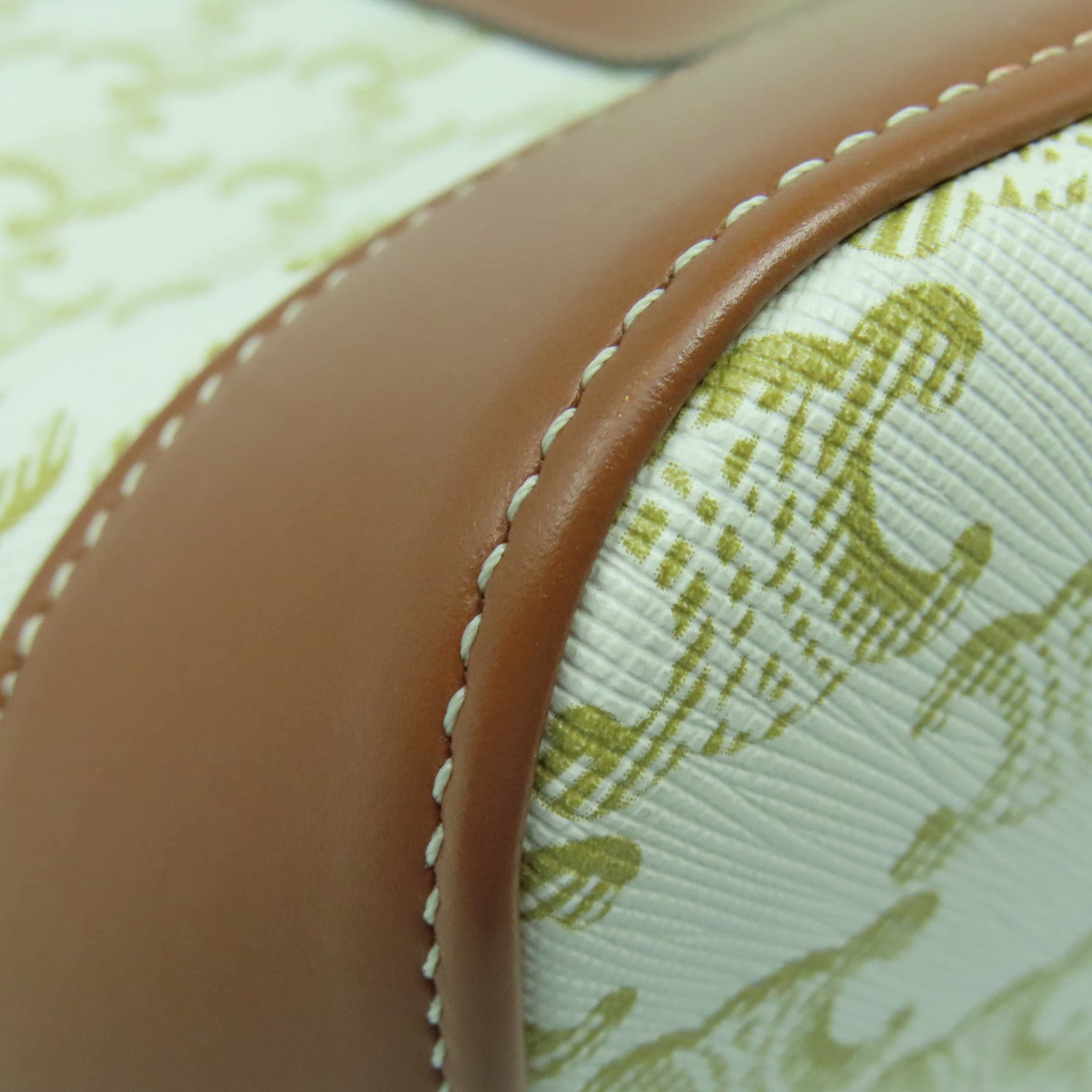 CELINE 塗層帆布Bucket Cuir金扣肩背袋棕色/米色