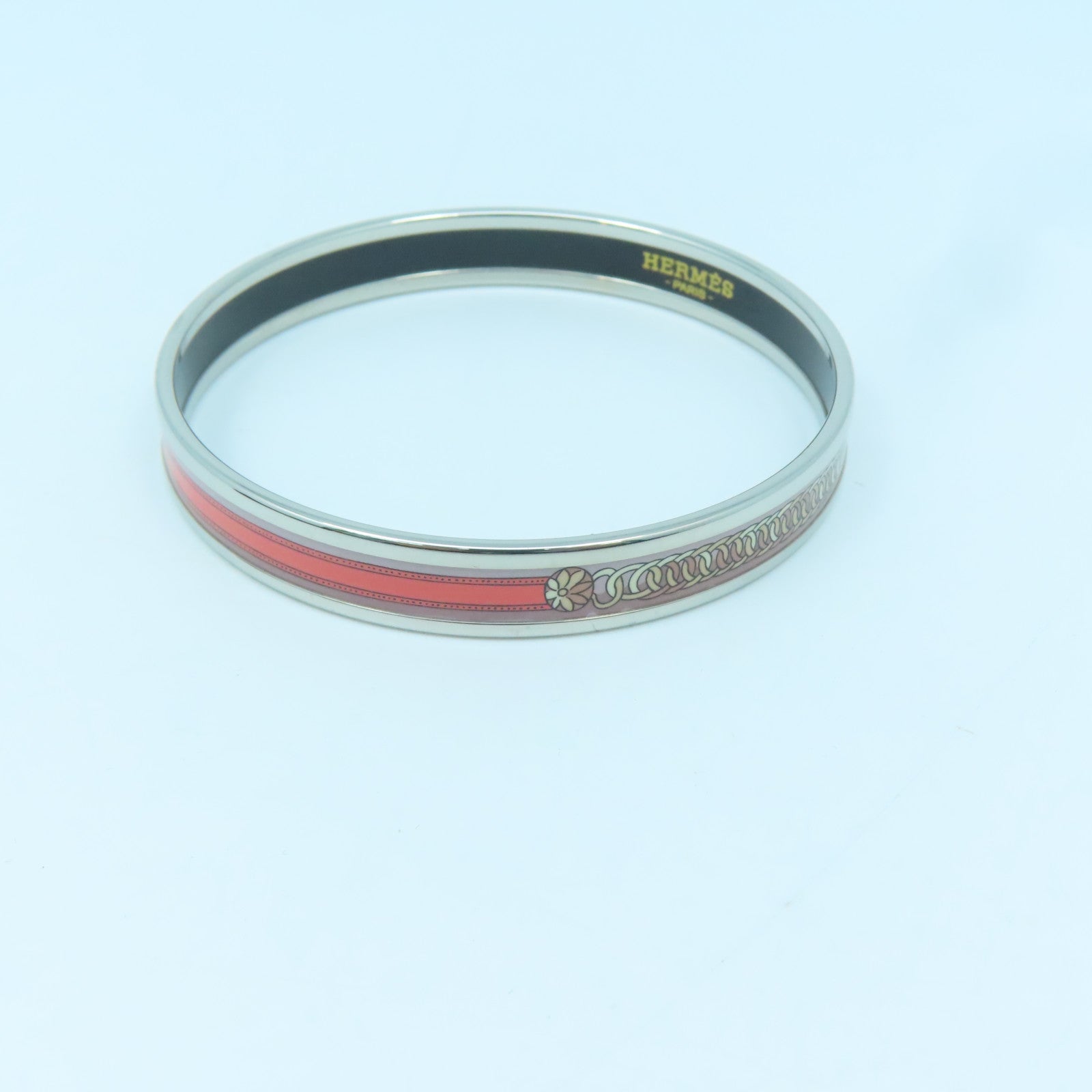 HERMES Metal Bangle Pink/Orange/Silver