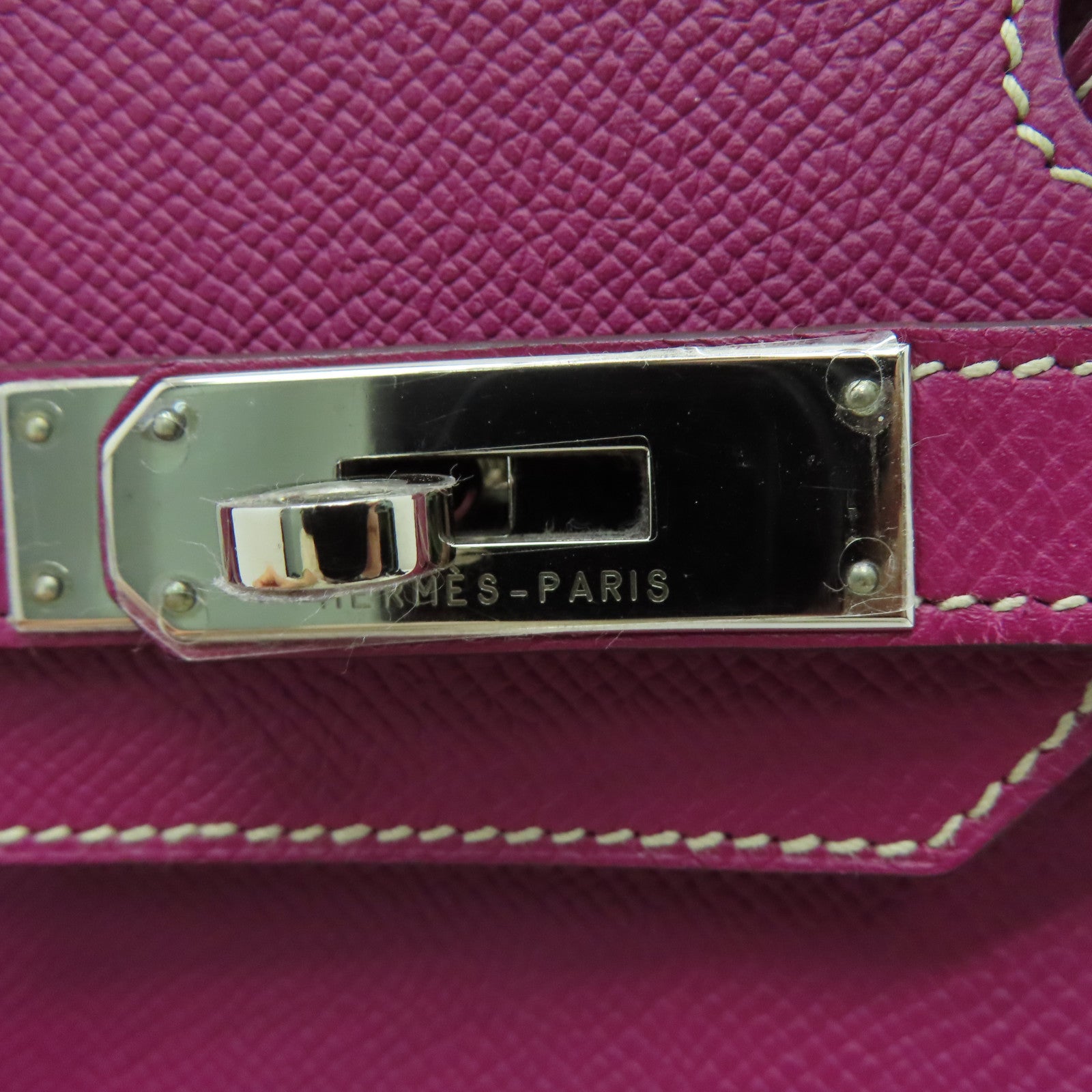 HERMES Epsom皮革Birkin 30銀扣手挽袋Tosca桃紫色