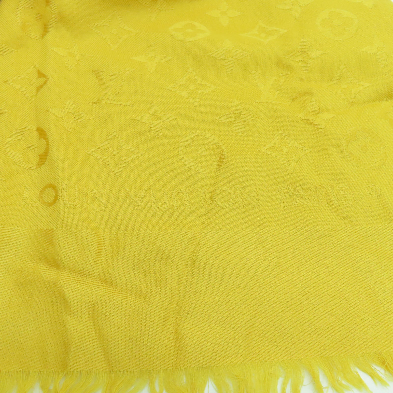 LOUIS VUITTON 絲質/羊毛Scarf圍巾黃色