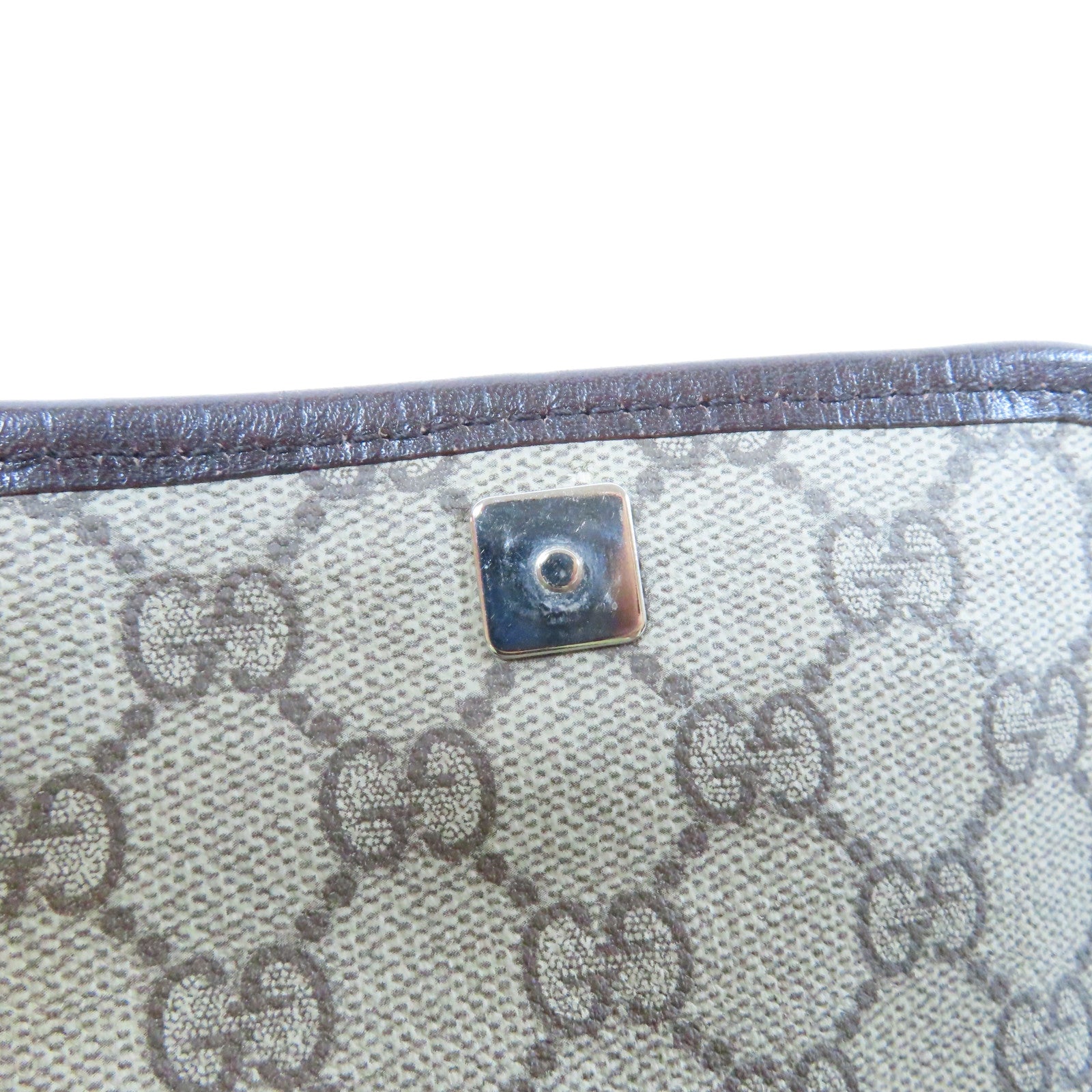 GUCCI 塗層帆布Shoulder Bag銀扣肩背袋啡色