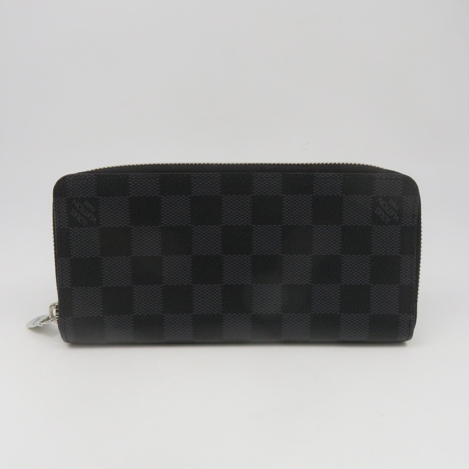 LOUIS VUITTON Damier Long Wallet Silver Buckle Long Wallet Black