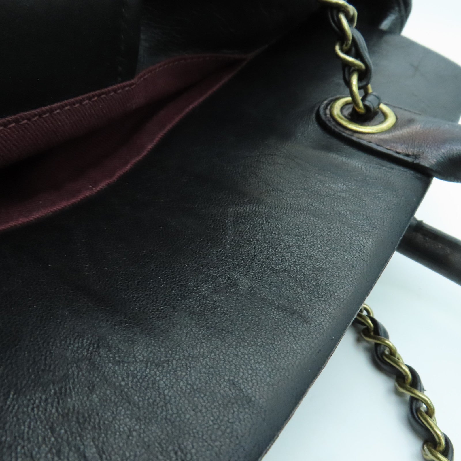 CHANEL 菱格牛皮皮革Shoulder Bag金扣手挽肩背两用袋黑色