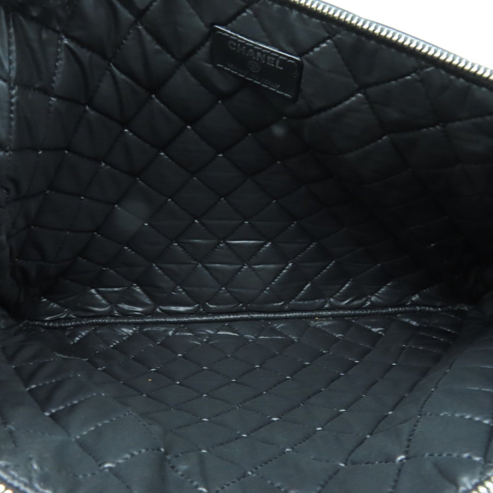 CHANEL 漆皮皮革Clutch Bag銀扣手拿包黑色