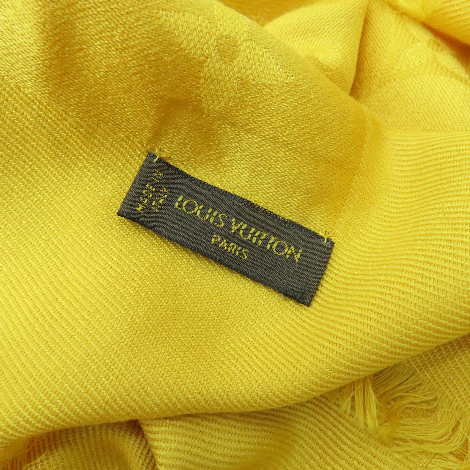 LOUIS VUITTON 絲質/羊毛Scarf圍巾黃色
