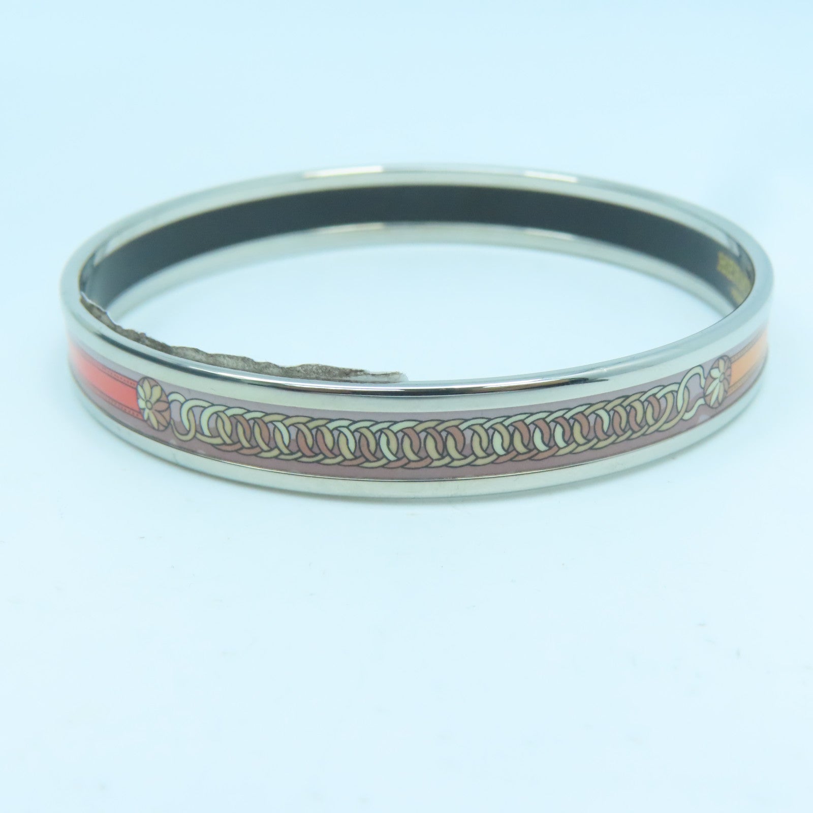 HERMES Metal Bangle Pink/Orange/Silver