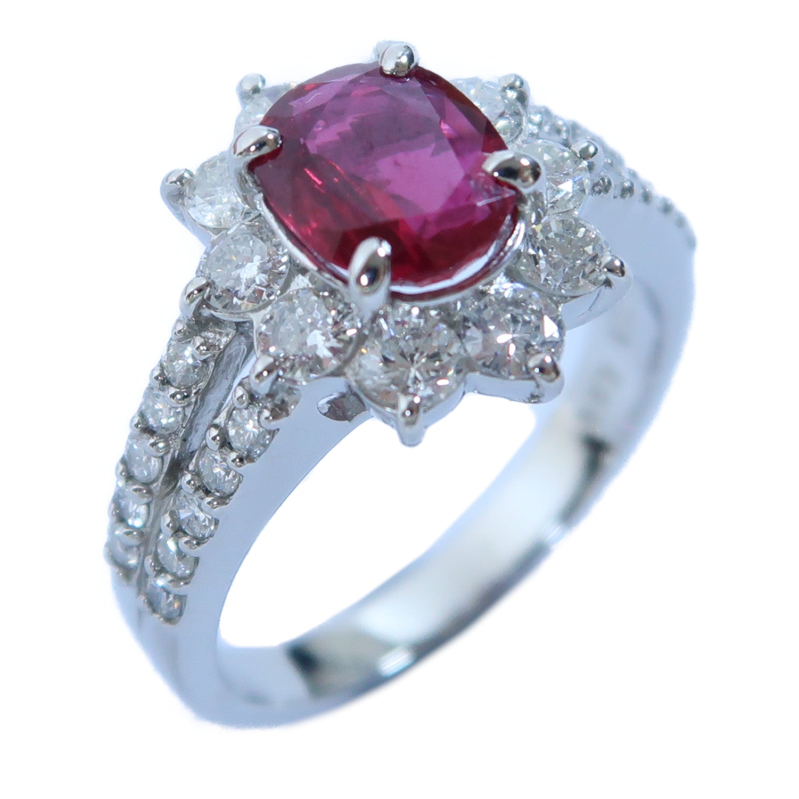JEWELRY PT900鉑金Ruby Ring 1.13ct紅寶石/0.88ct鑽石戒指US#6.5