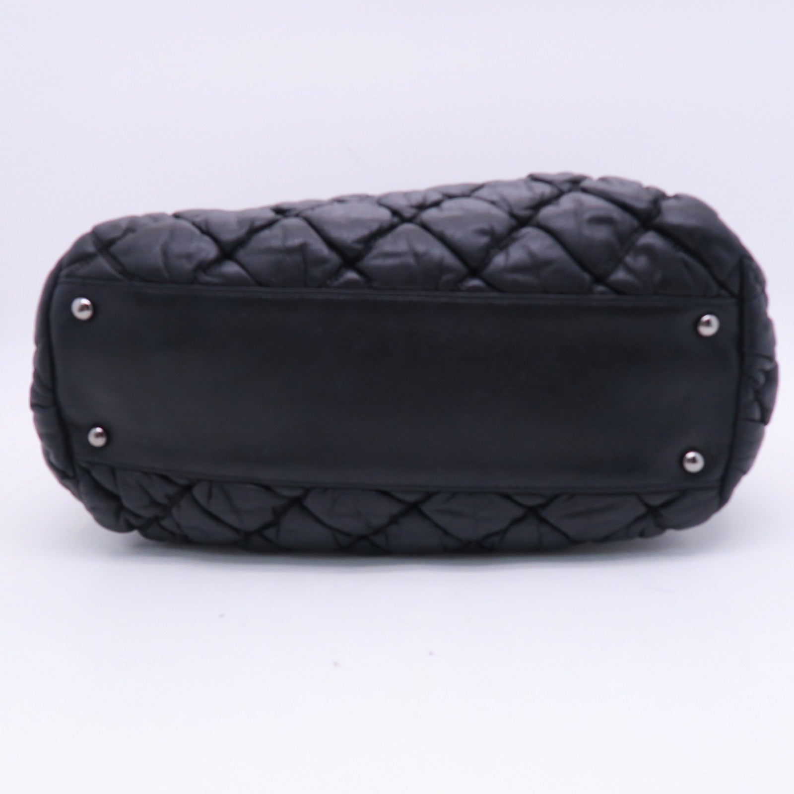 CHANEL 菱格牛皮皮革Chain Shoulder银扣肩背袋黑色