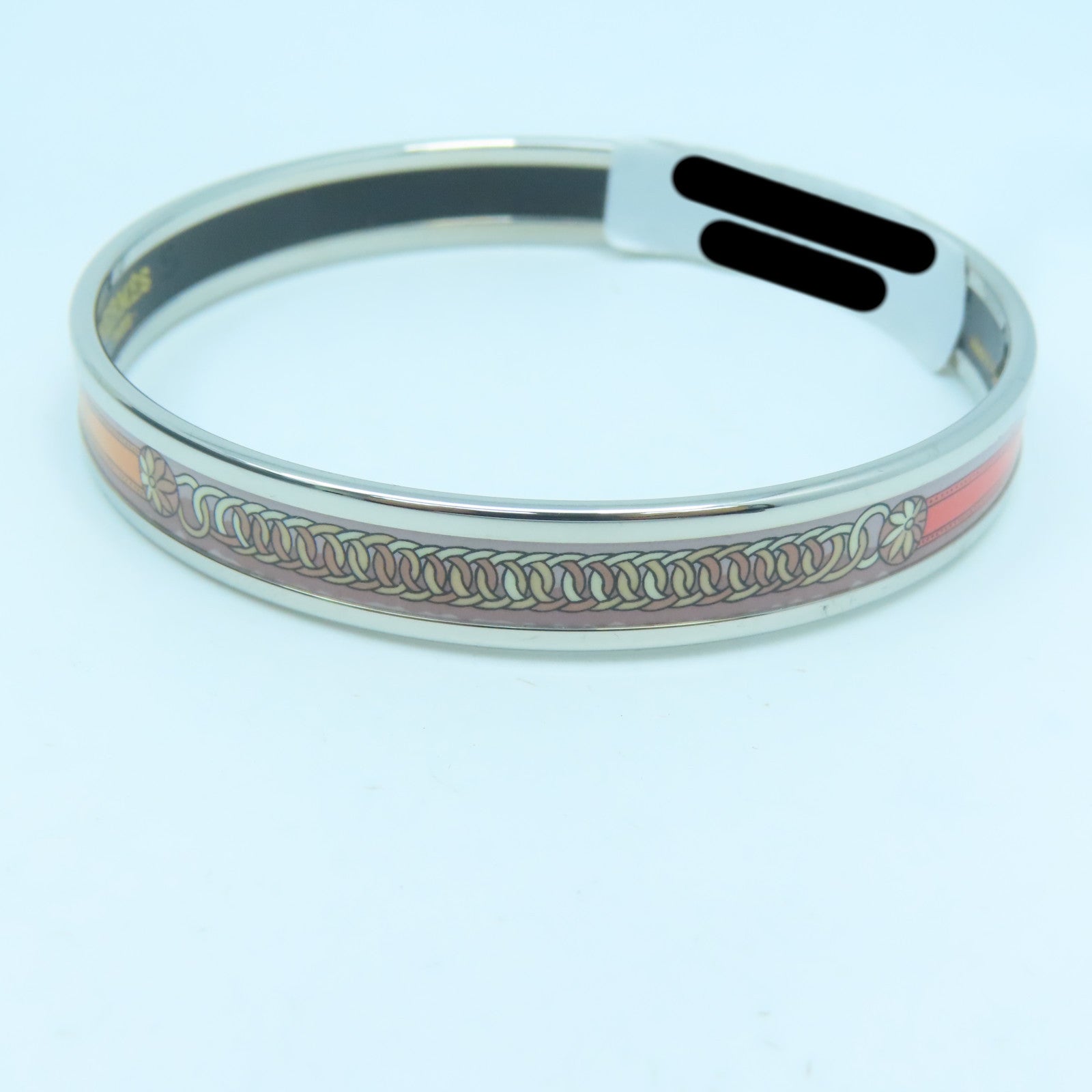 HERMES Metal Bangle Pink/Orange/Silver